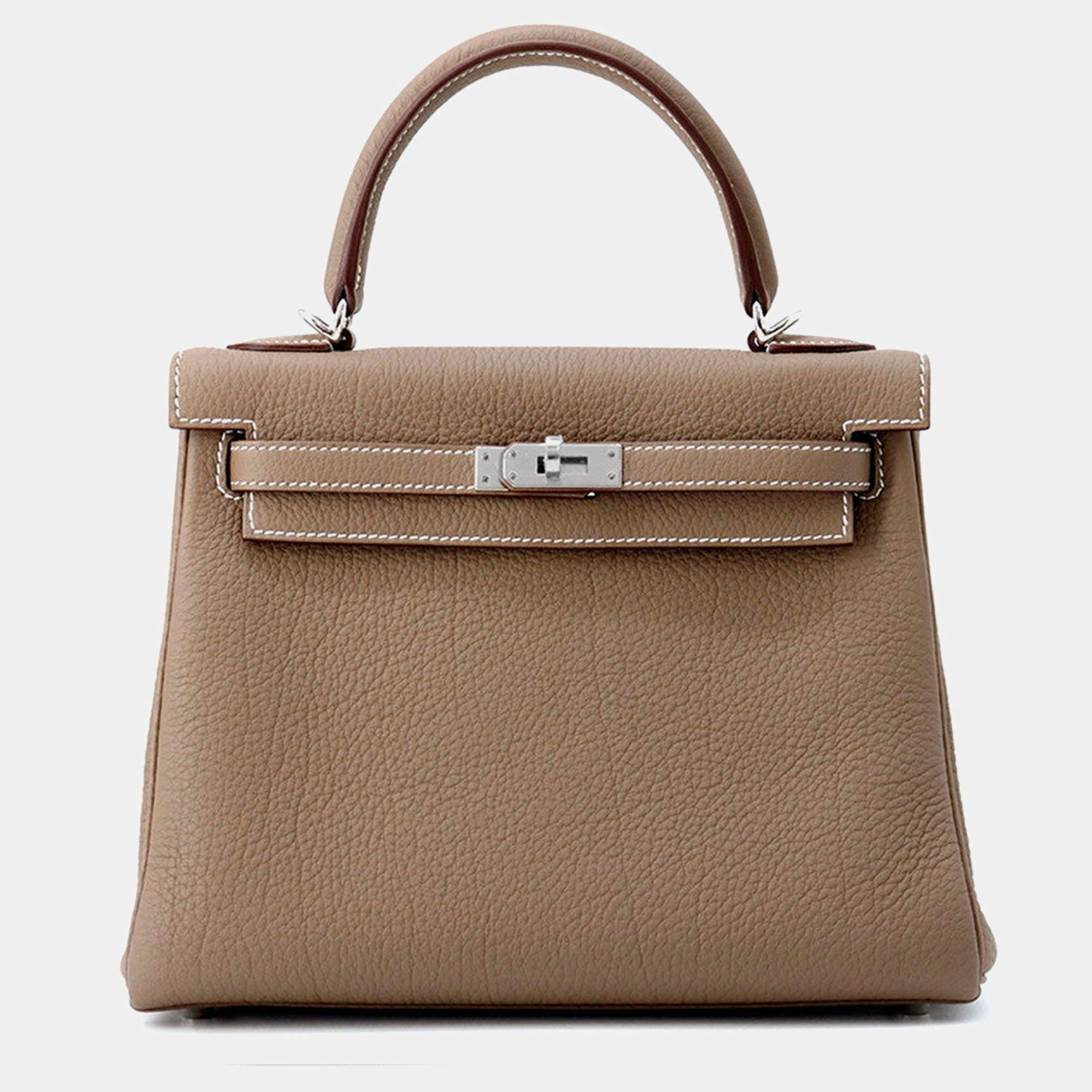 Pre Owned Hermes Kelly Retourne Etoupe Togo Leather Size 25