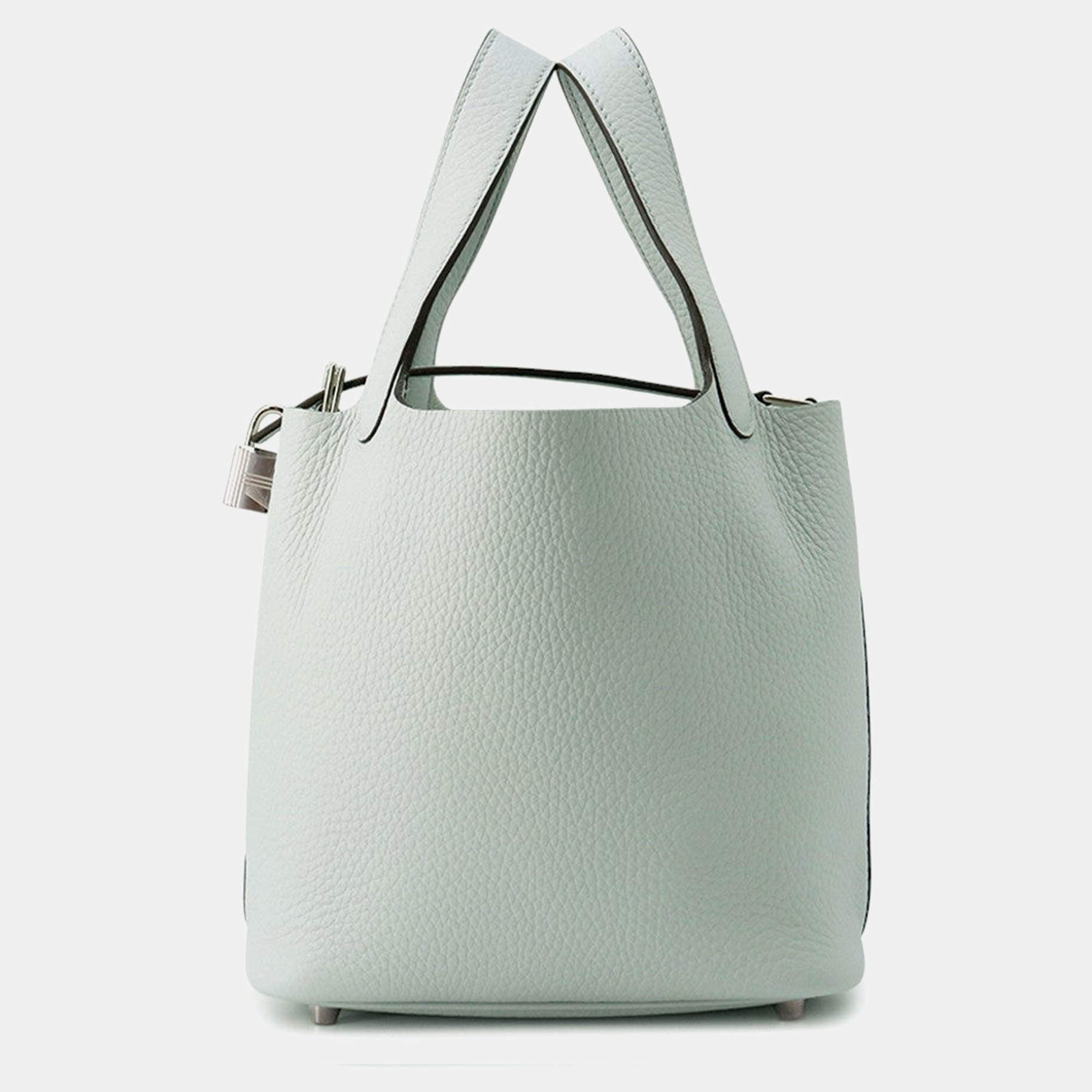 Pre Owned Hermes Picotin Lock Blue Pale Taurillon Clemence PM