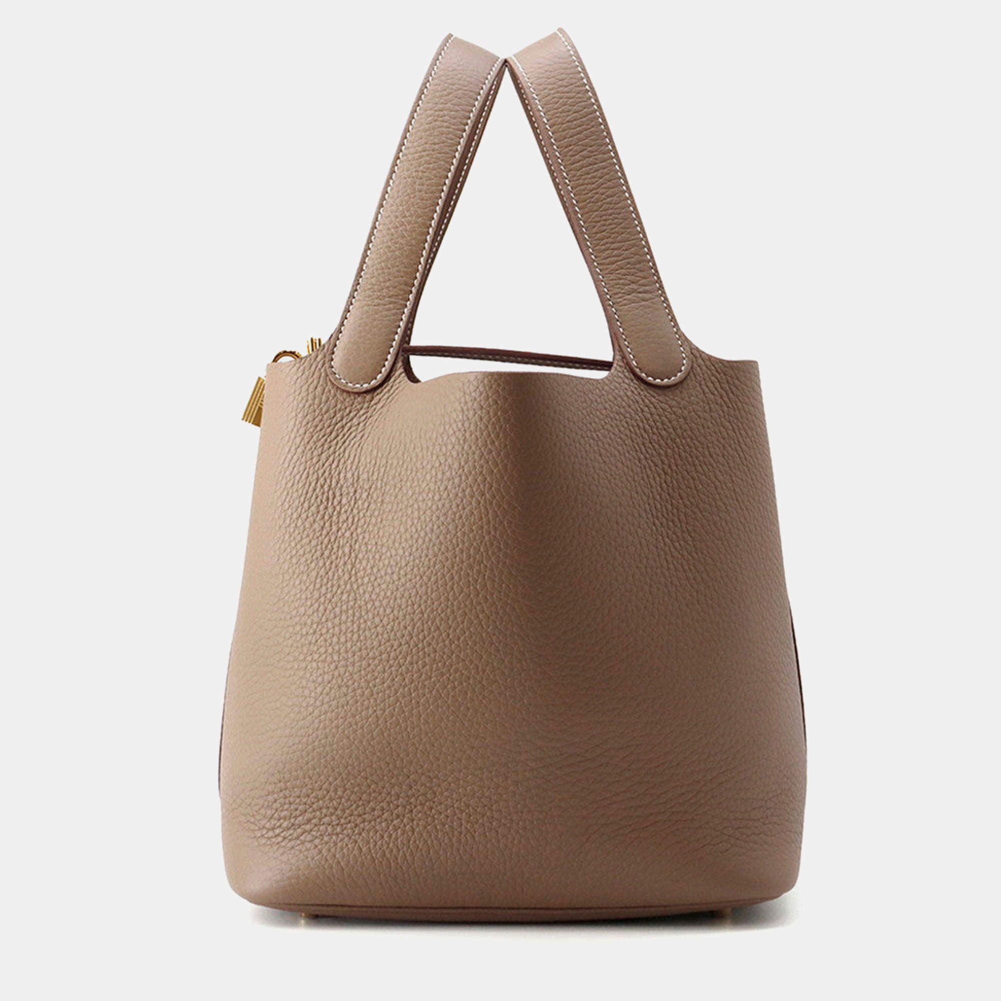 Pre Owned Hermes Picotin Lock Etoupe Taurillon Clemence MM