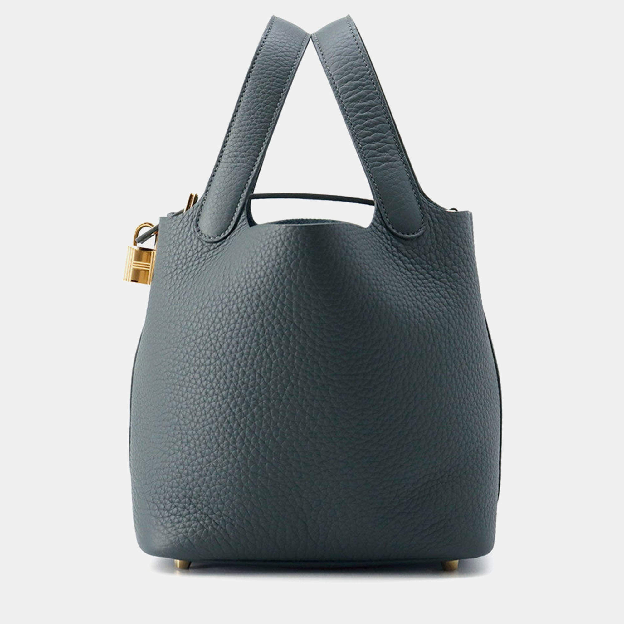 Pre Owned Hermes Picotin Lock Vert Mangrove Taurillon Clemence PM