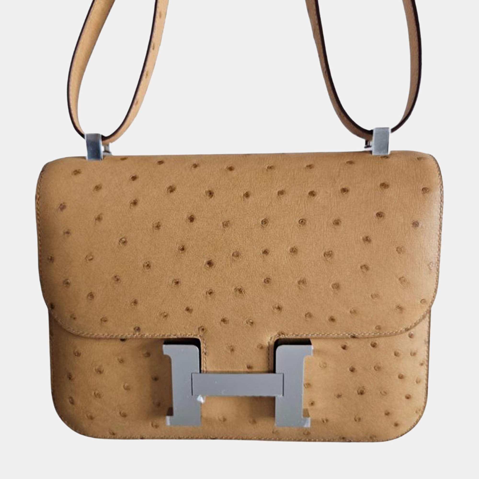 مملوكة مسبقًا Hermes 24 Constance Tabac Camel Ostrich Leather Bag