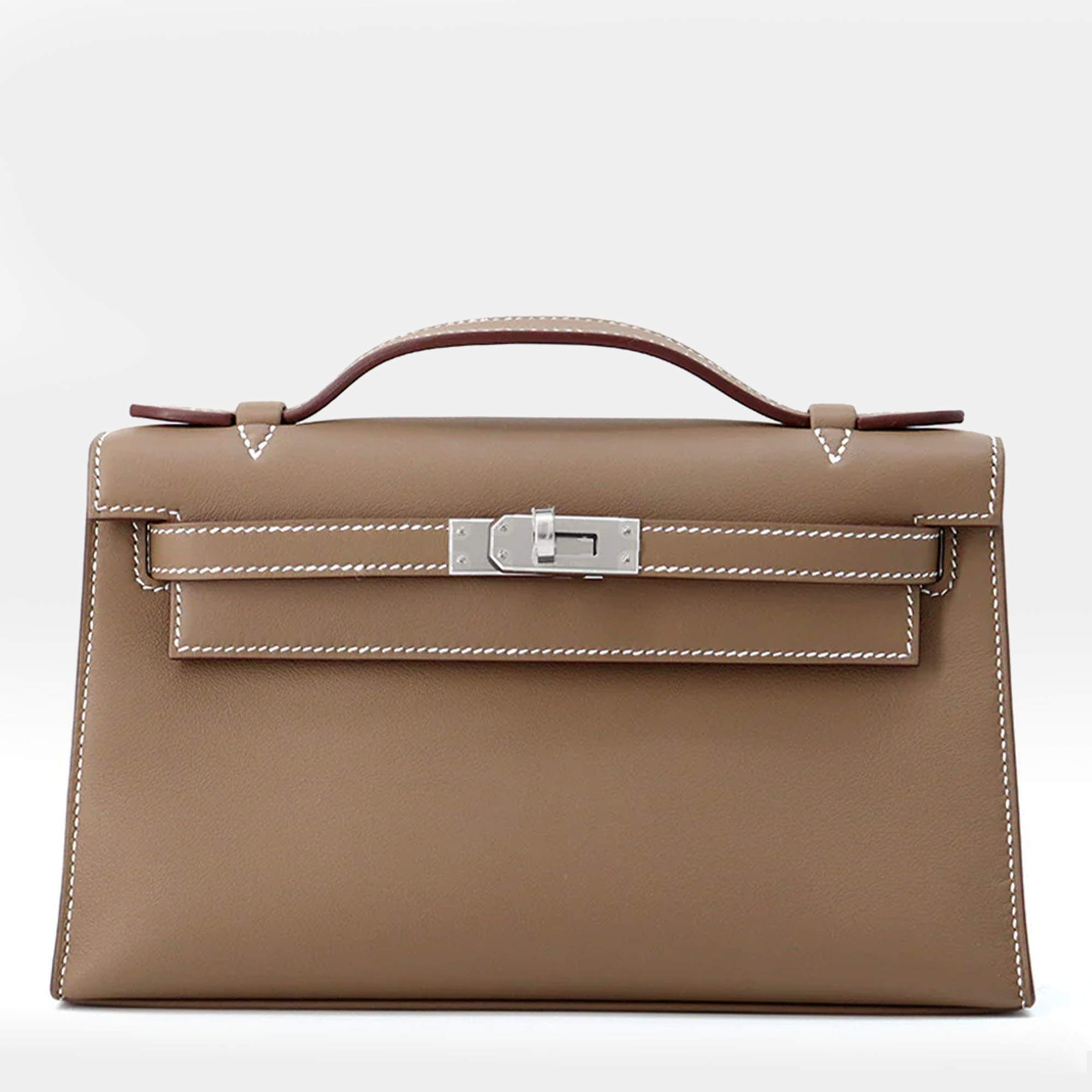 مملوكة مسبقًا Hermes Pochettekelly Etoupe Swift Leather