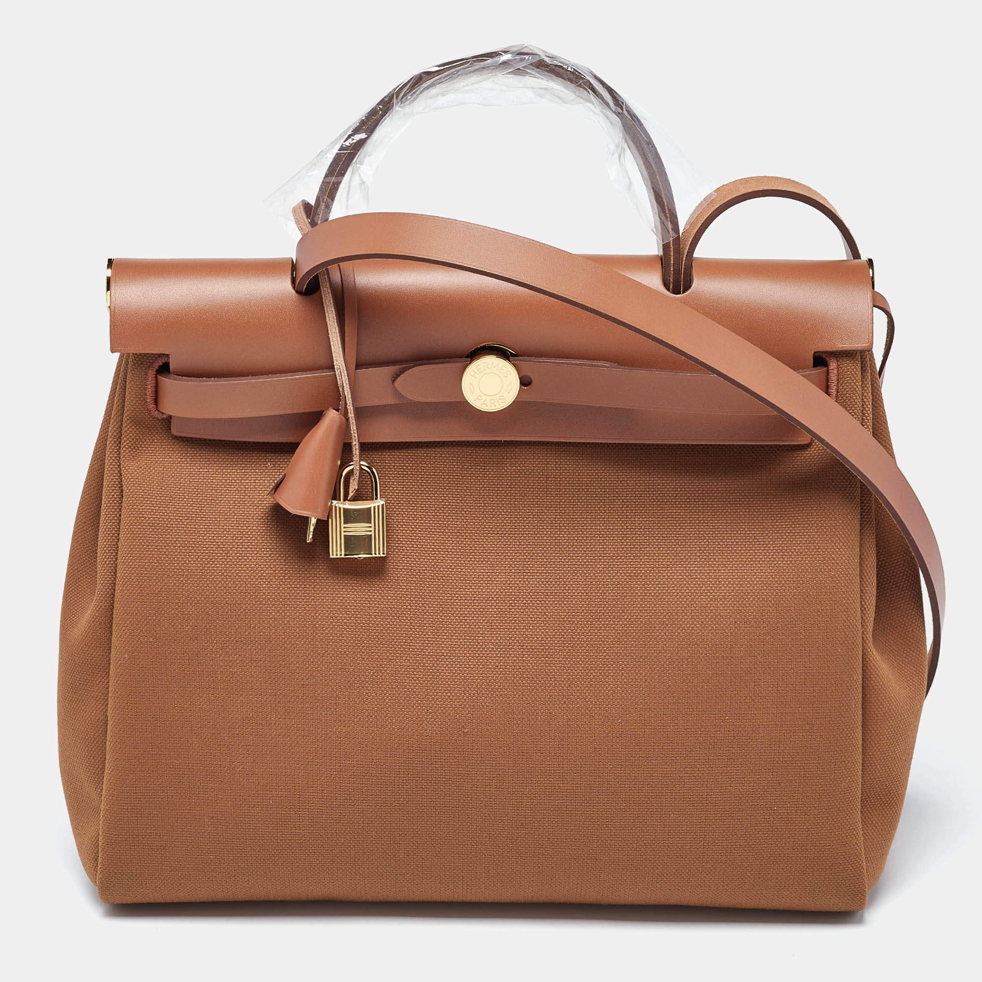 Pre Owned حقيبة هيرمس هيرباغ زيب 31 كانفاس إتش/إبيين وجلد أحمر