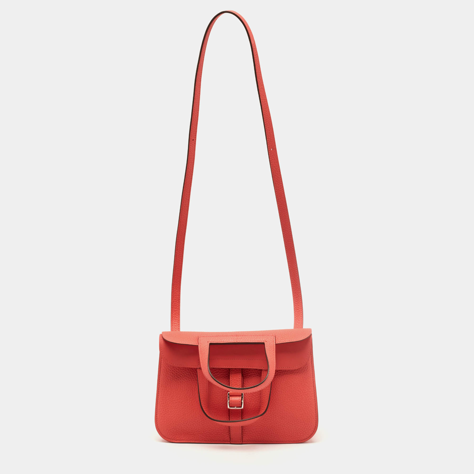 مملوكة مسبقًا Hermes Halzan 25 Palladium Finish Rose Texas Taurillon Clemence Leather Tote
