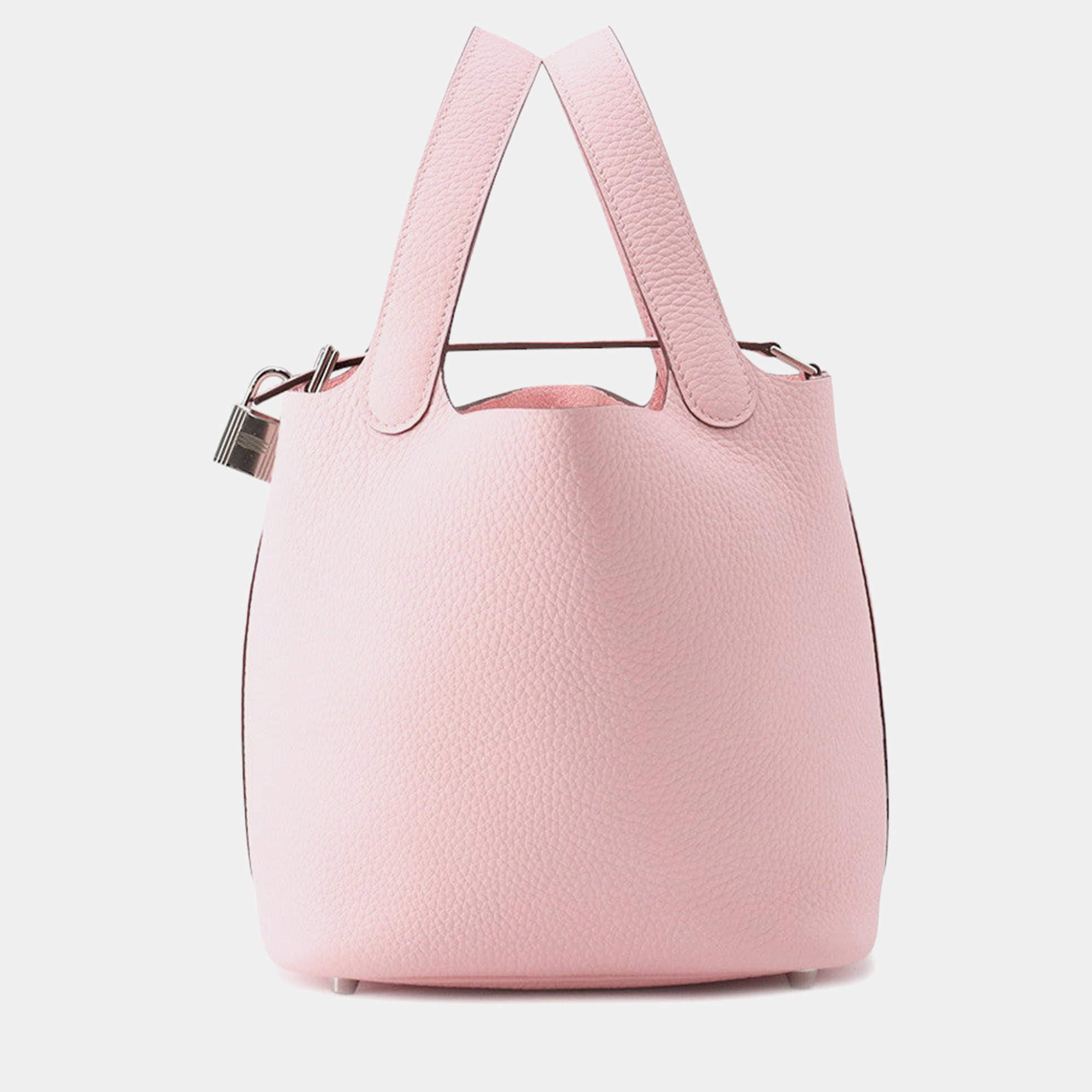 Pre Owned Hermes Picotin Lock Rose Sakura Taurillon Clemence Size 18 