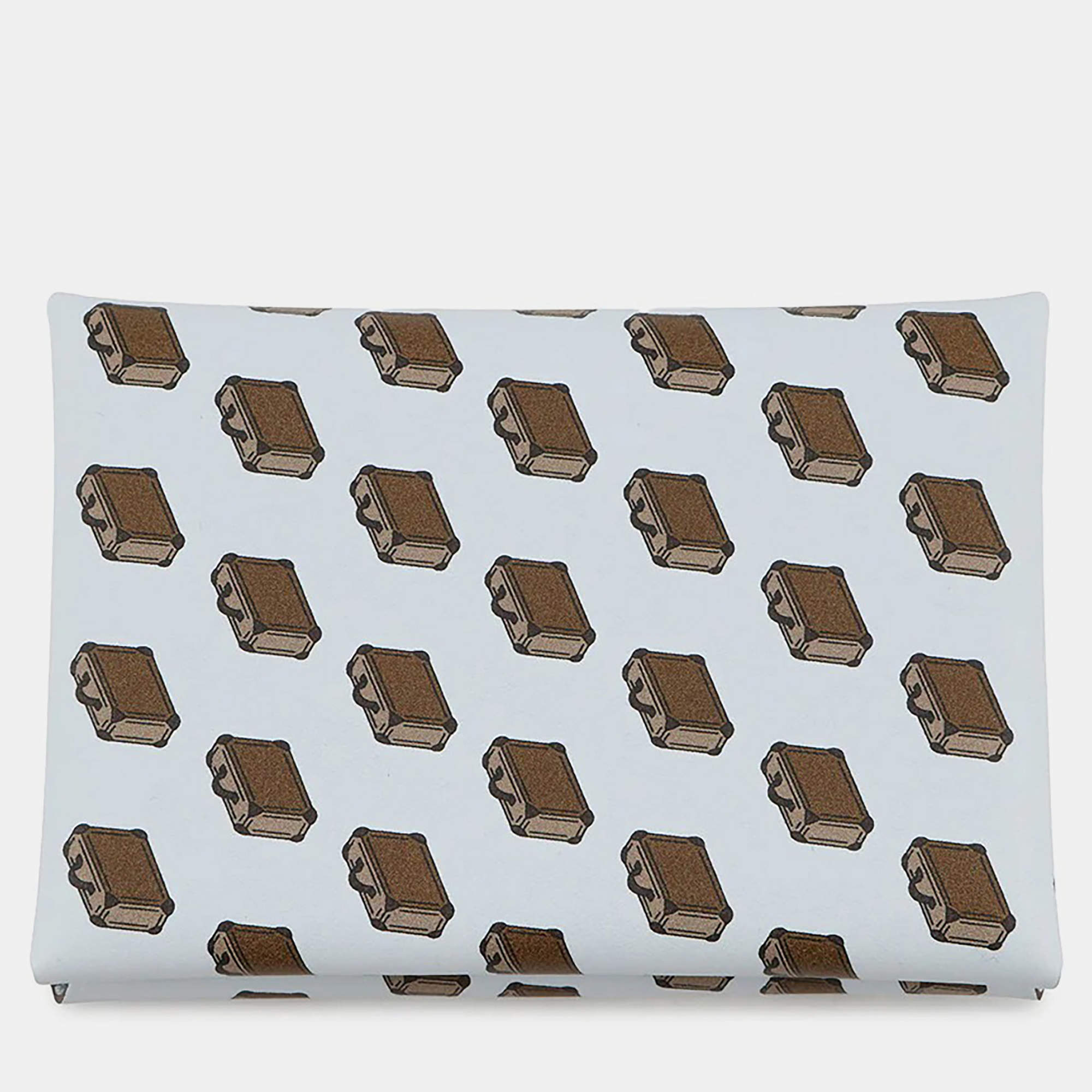 مملوكة مسبقًا Hermes Calvi Duo Bag Motif Blue Brum Swift Leather