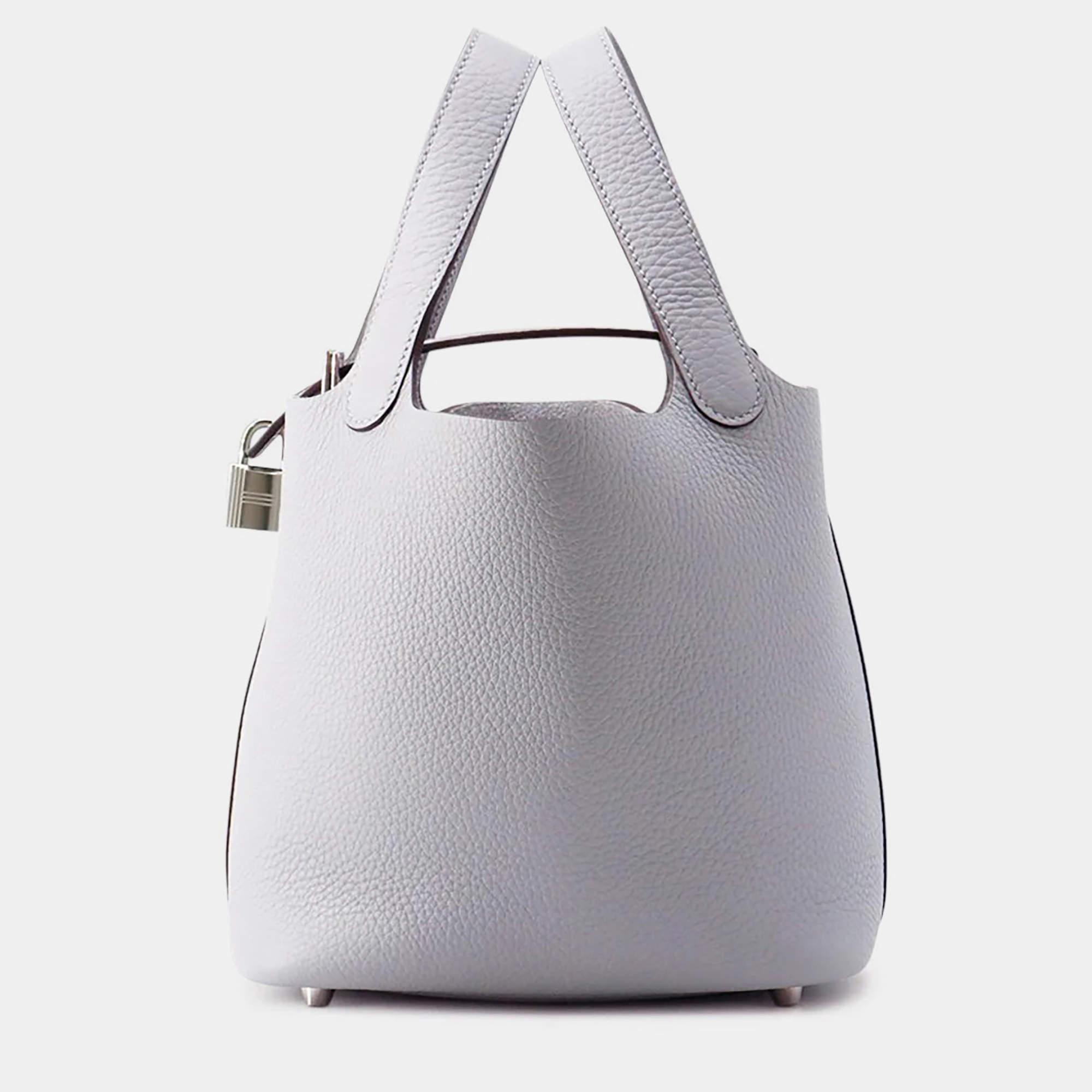 Pre Owned Hermes Picotin Lock 18 Green Pantan Taurillon Clemence 