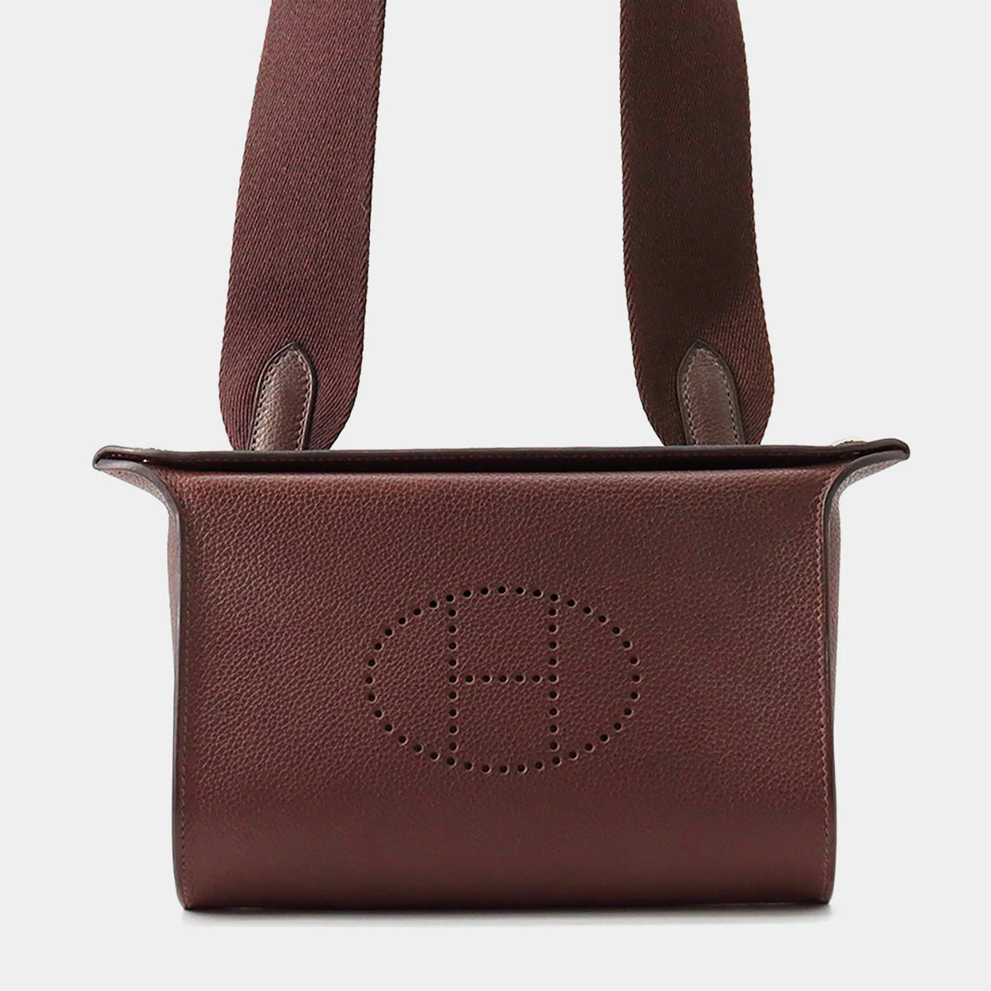 Pre Owned Hermes Videpoches Rougesellier Barenia Leather Fauve