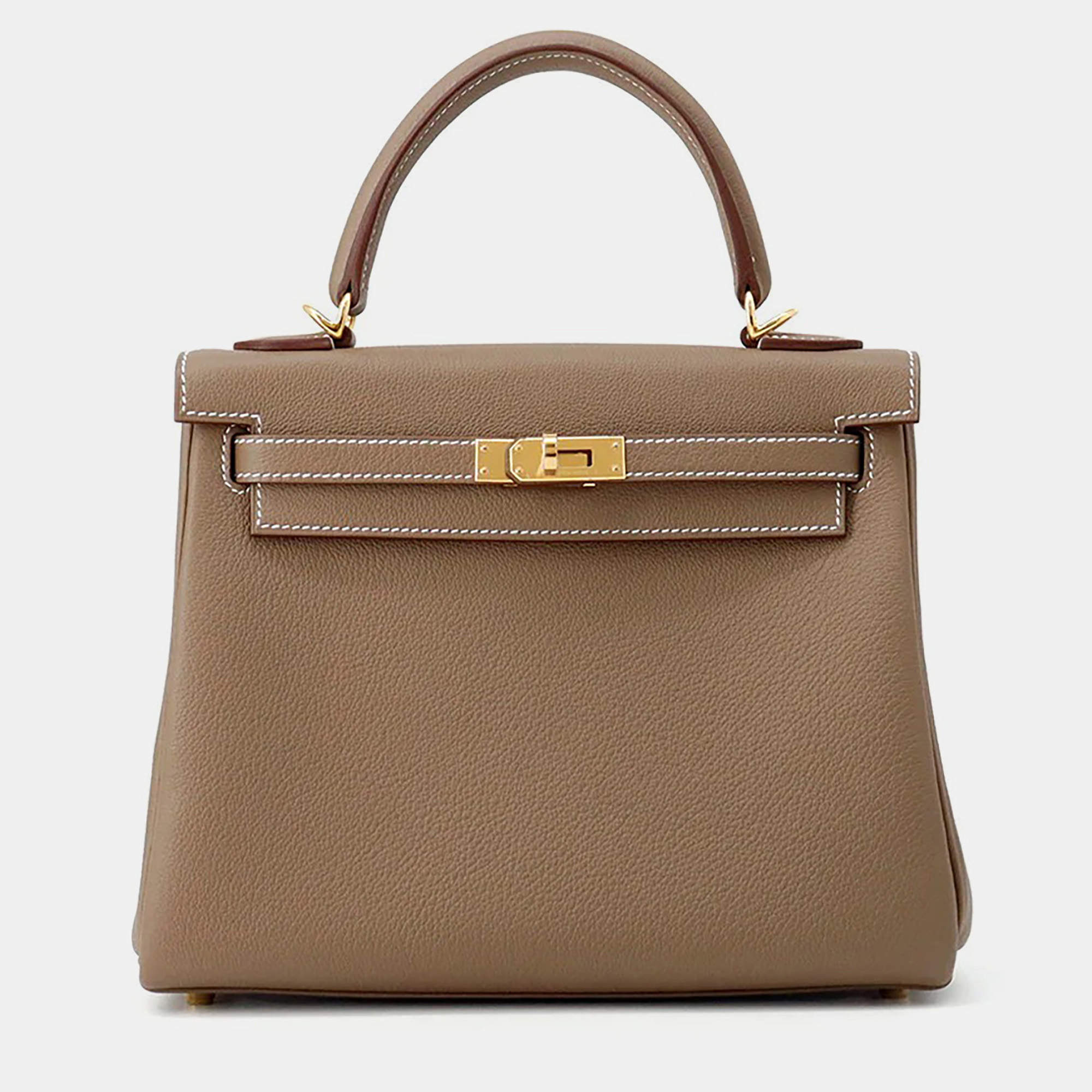 Pre Owned Hermes Kelly Retourne Etoupe Togo Leather Size 25