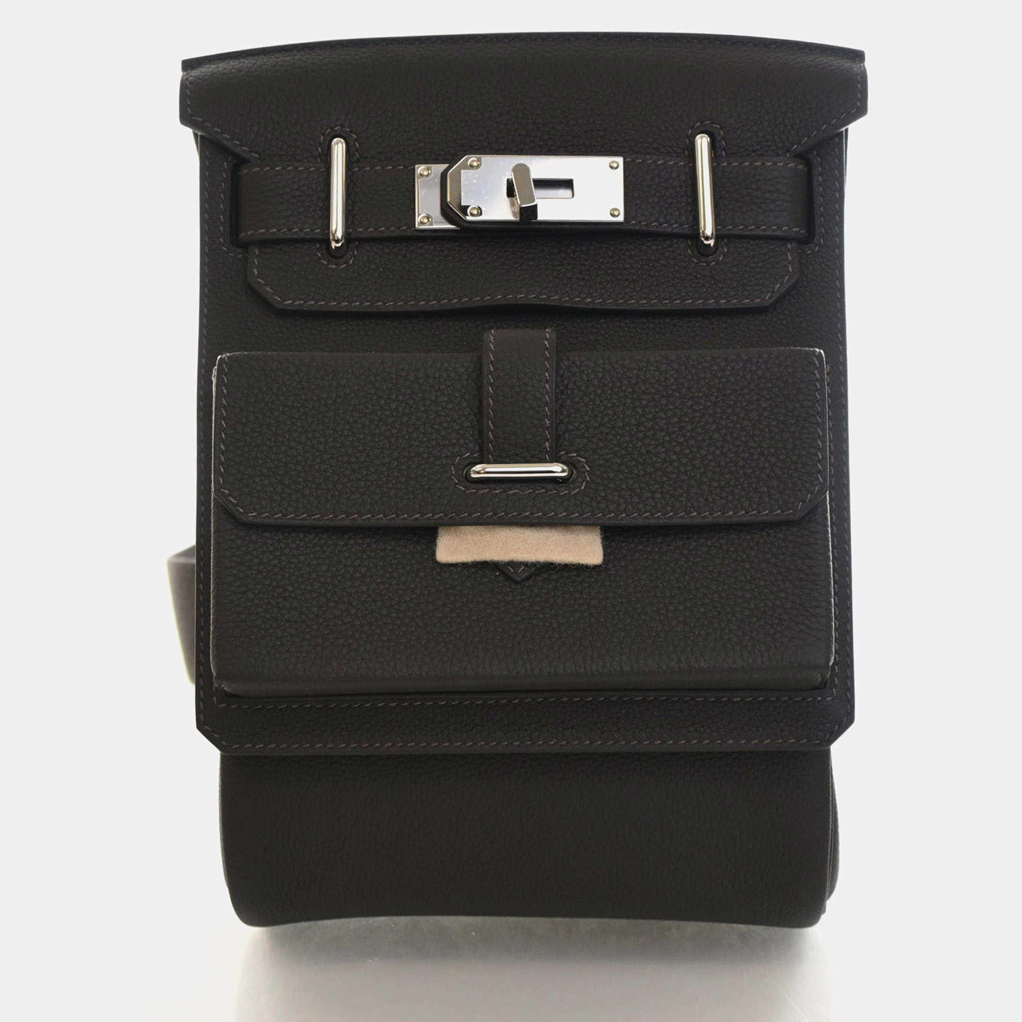 Pre Owned Hermes Hac a Dos PM Haccess Bai Brun Togo Calfskin Leather Backpack Bag
