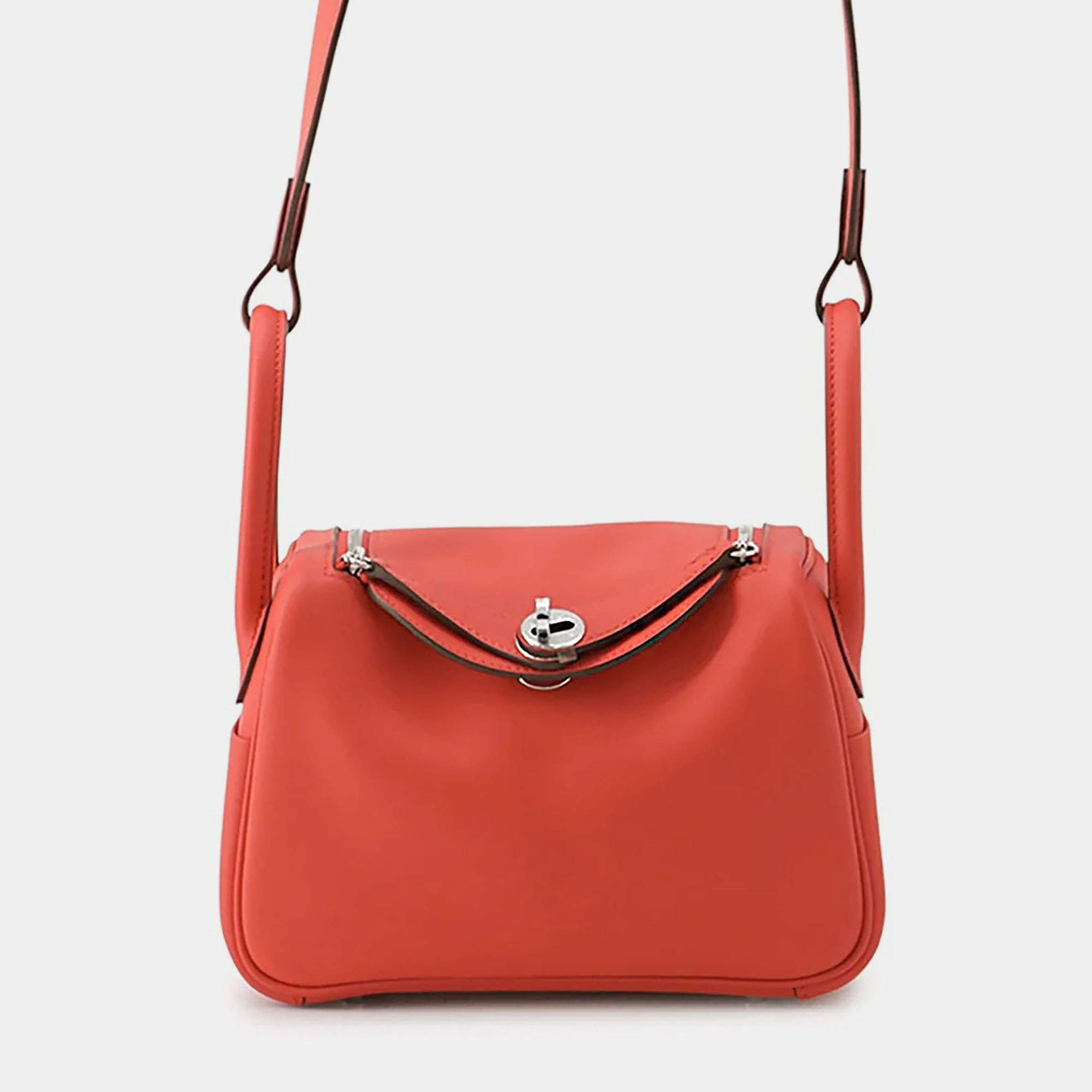 Pre Owned Hermes Lindy Rouge Coeur Swift Leather Size Mini