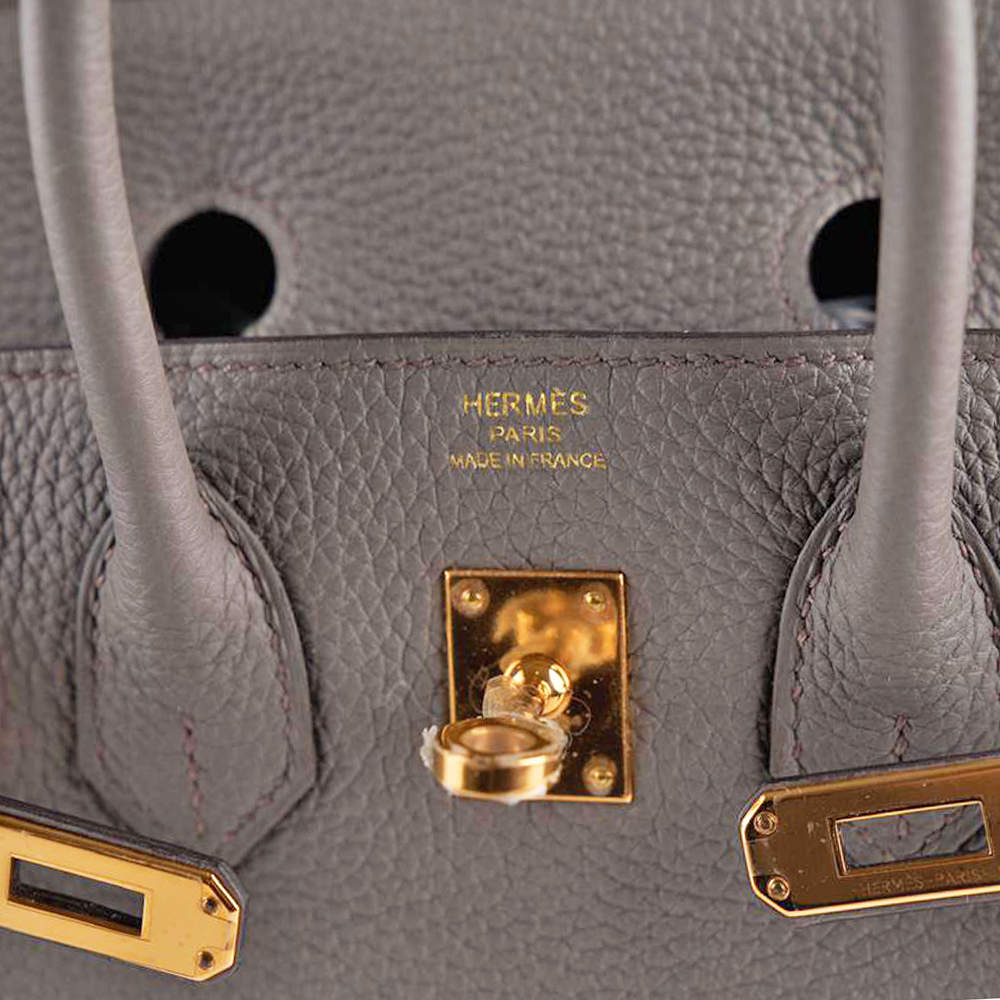 Hermès Gris Etain Togo Leather Rose Gold Finished Birkin 30 Bag Hermes