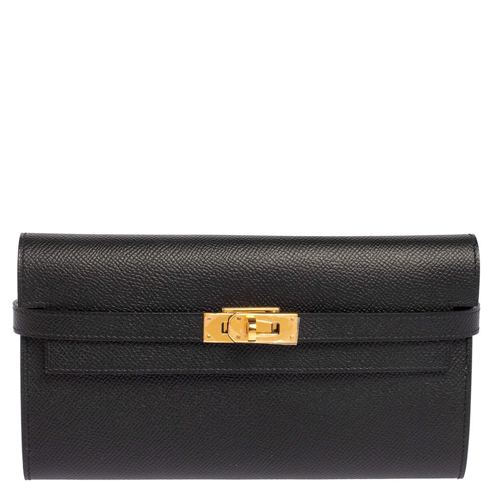 Pre Owned Hermès Noir Epsom Leather Kelly Classic Wallet 