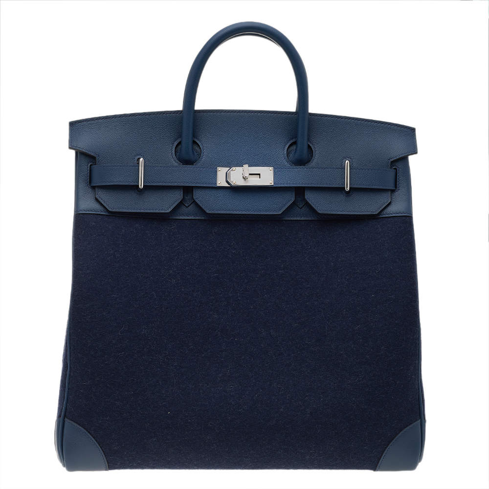Hermes Blue De Presse/Blue Royale Vache Liegee Leather and Wool Palladium Hardware HAC Birkin 40 Bag