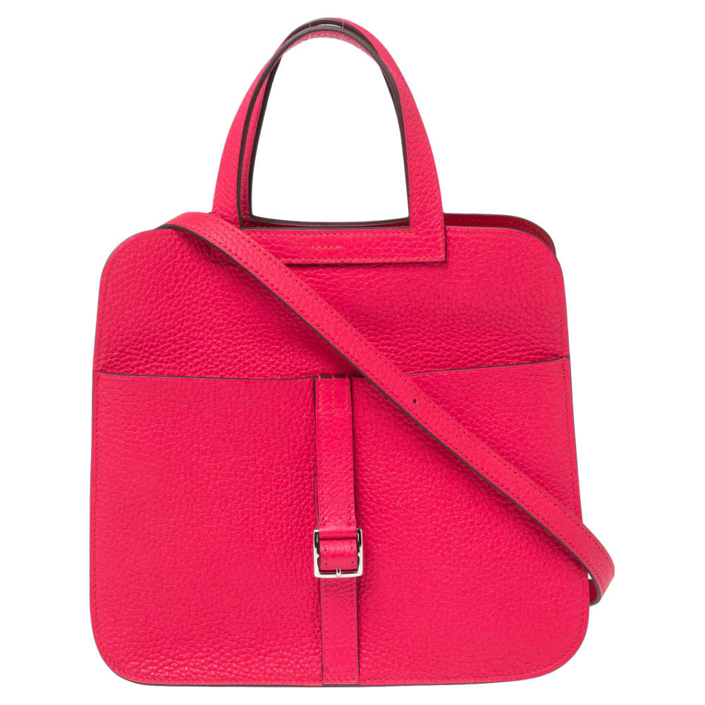 Pre Owned Hermes Rose Extreme Clemence Palladium Plated Halzan 25