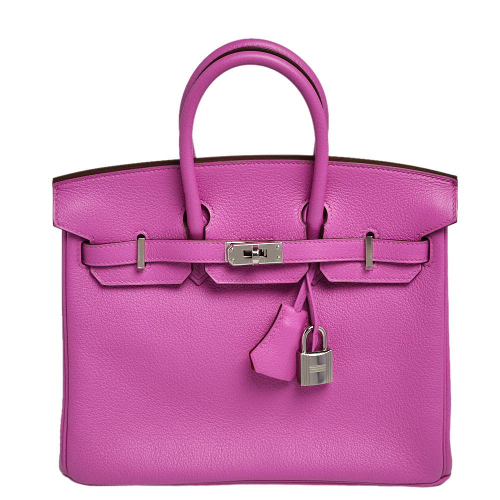 Hermes Magnolia/Capucine Taurillon Novillo Leather Palladium Plated Birkin 25 Bag 