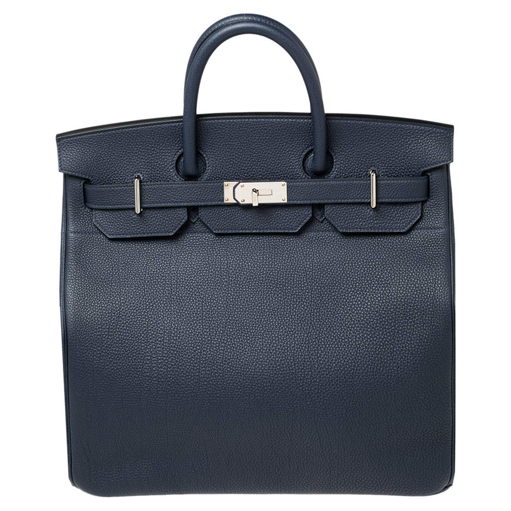 Pre Owned Hermes Blue Nuit Togo Leather Palladium Plated HAC Birkin 40 Bag