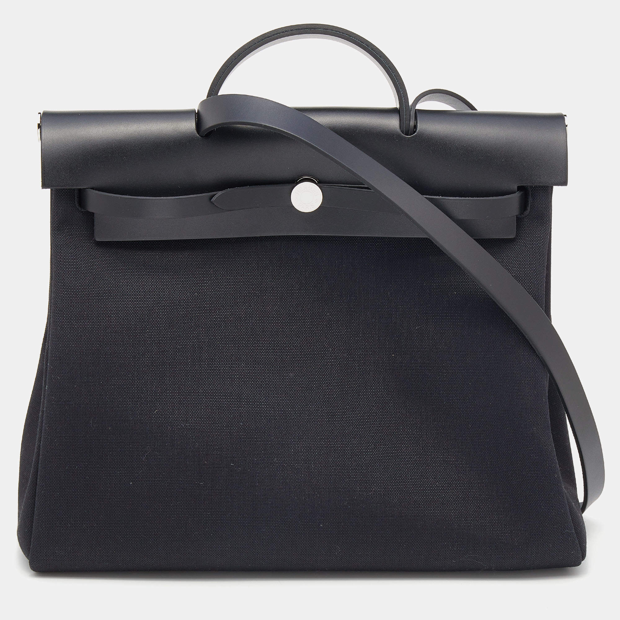مملوكة مسبقًا Hermes Noir Toil and Vache Hunter Leather Herbag Zip 39 Bag
