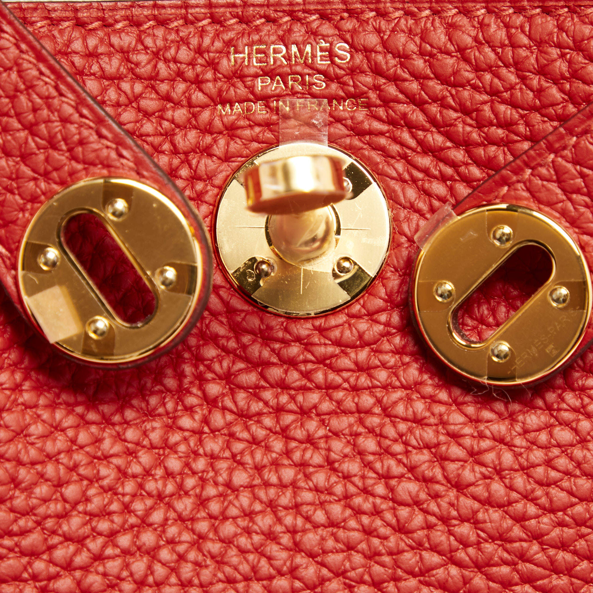 Hermès Rouge Tomate Taurillon Clemence Leather Gold Finish Mini