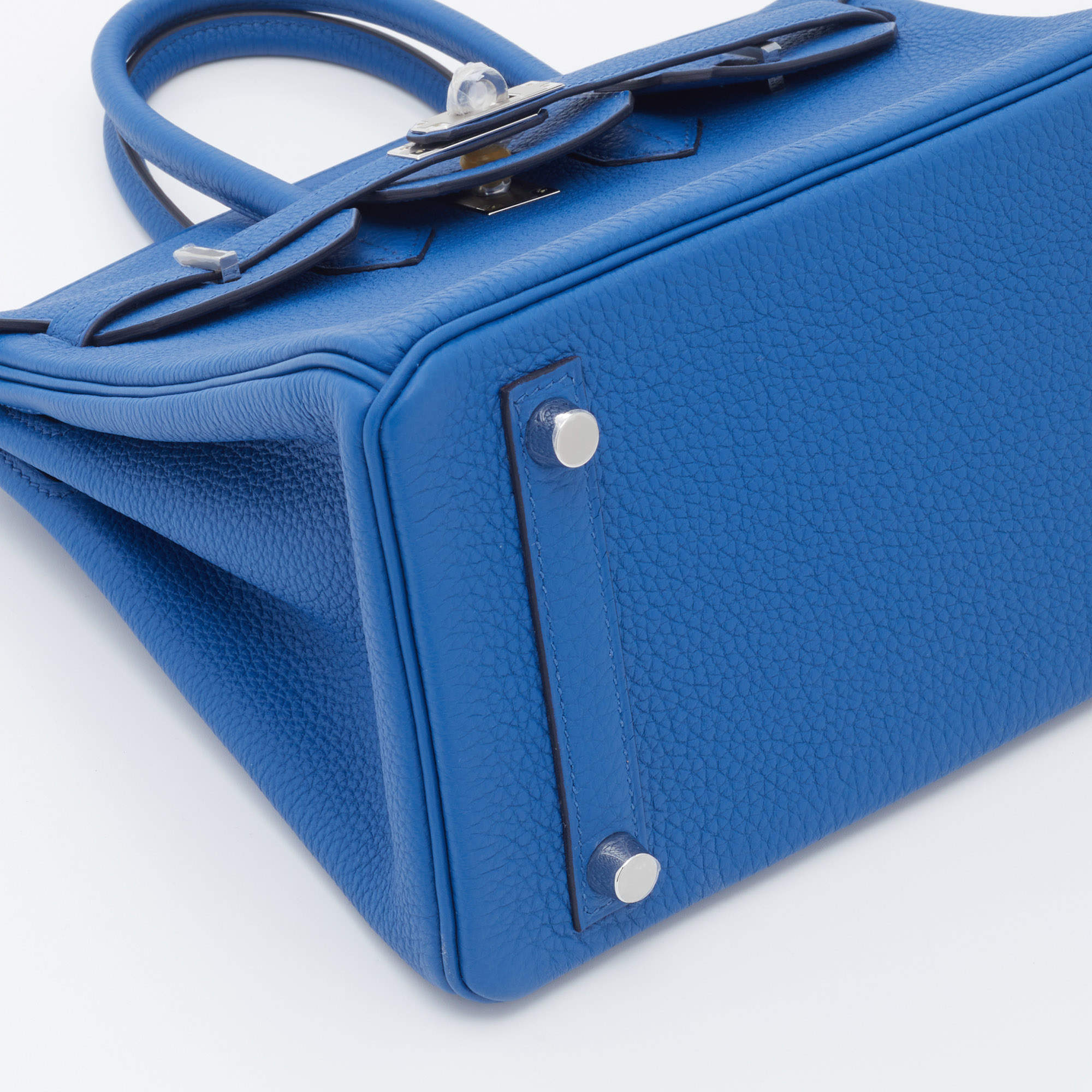 HERMÈS Birkin 25 handbag in Blue Lin Togo leather with Beige de