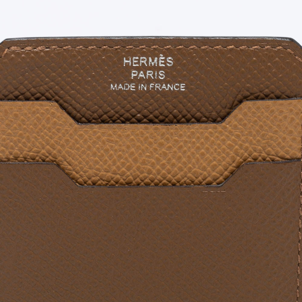 Hermès City 3cc Cardholder In Etoupe Epsom Leather in White