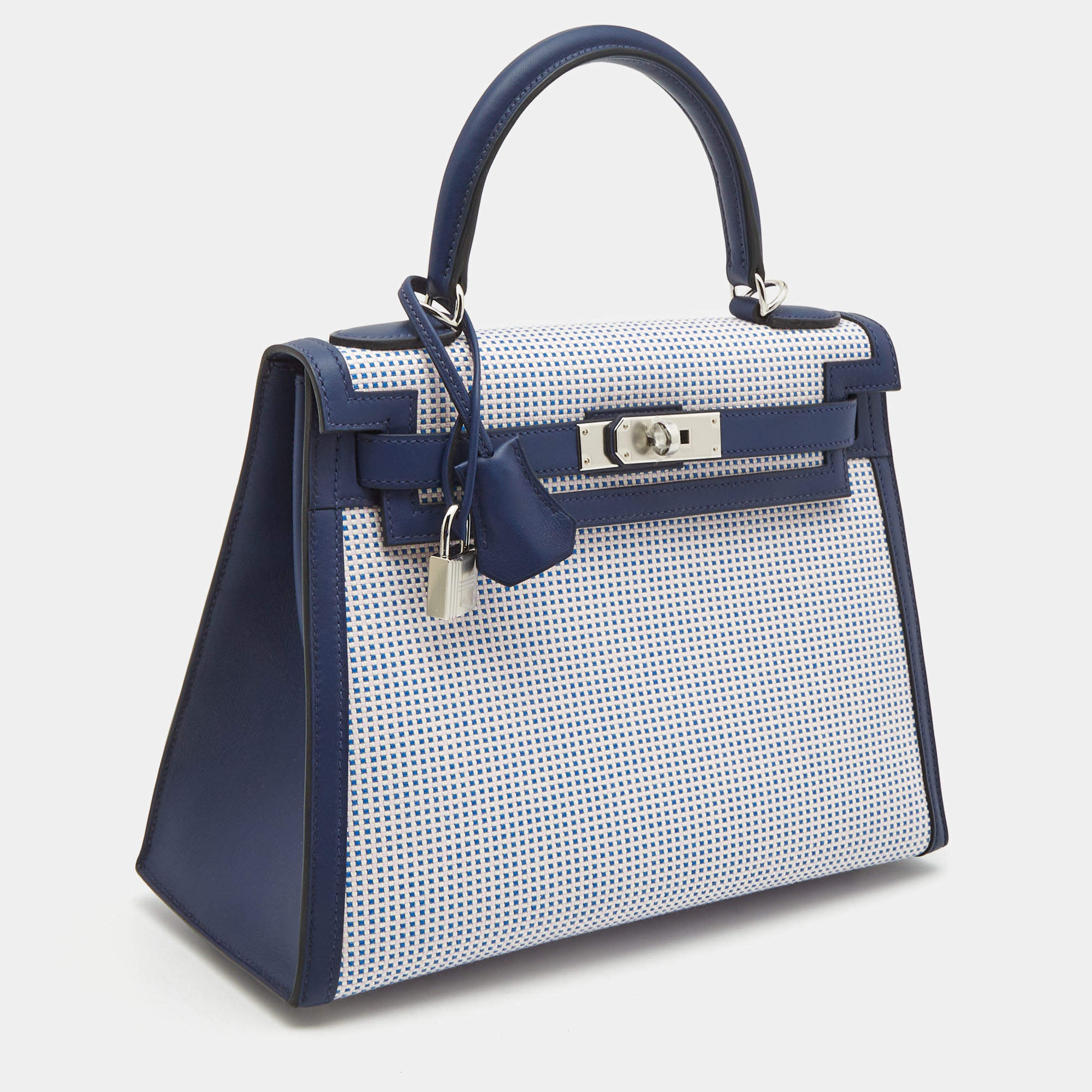Hermès Bleu France And Mauve Sylvestre Swift 'Fer A Cheval' Calvi