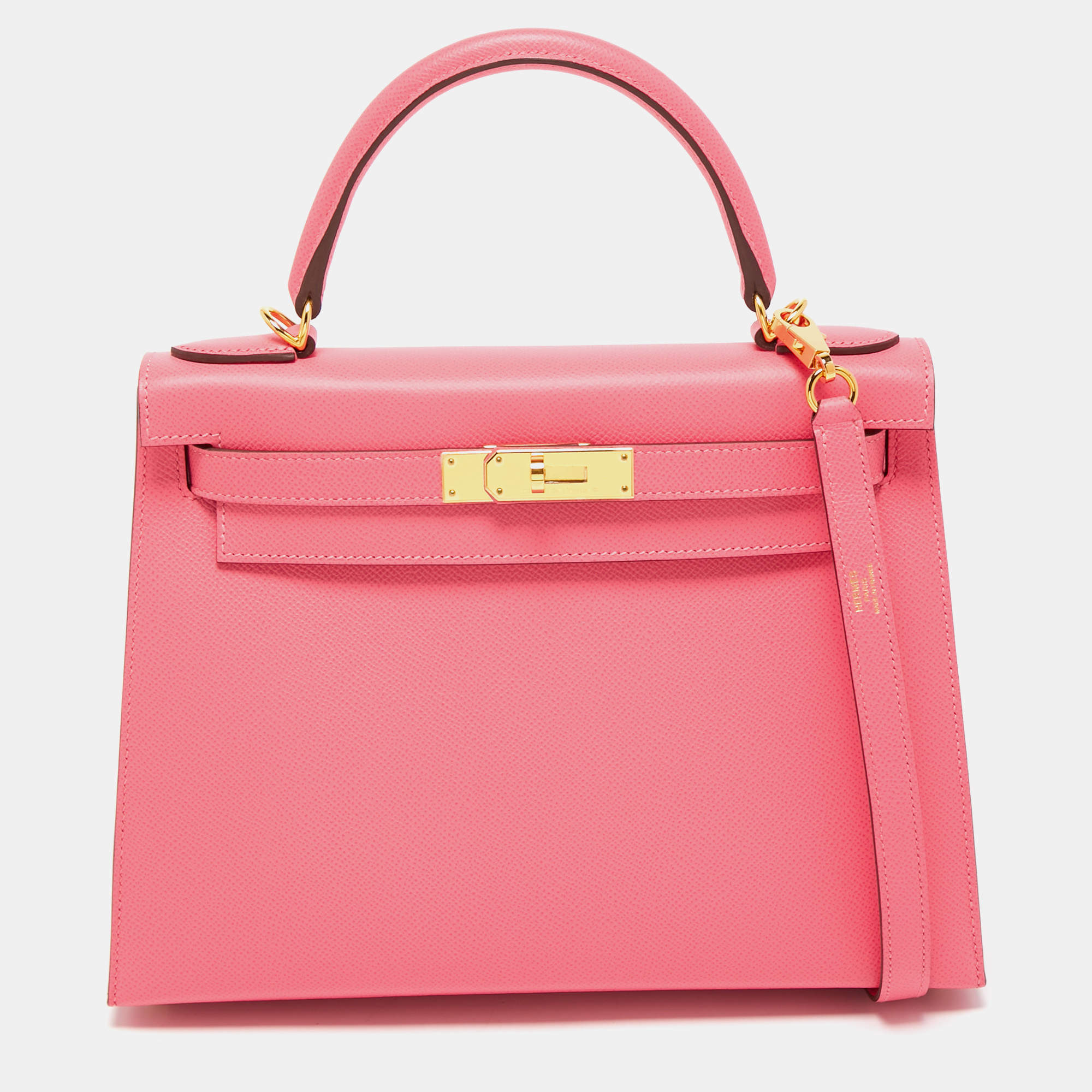 Pre Owned Hermès Rose Azalee Epsom Leather Gold Finish Kelly Sellier 28 Bag