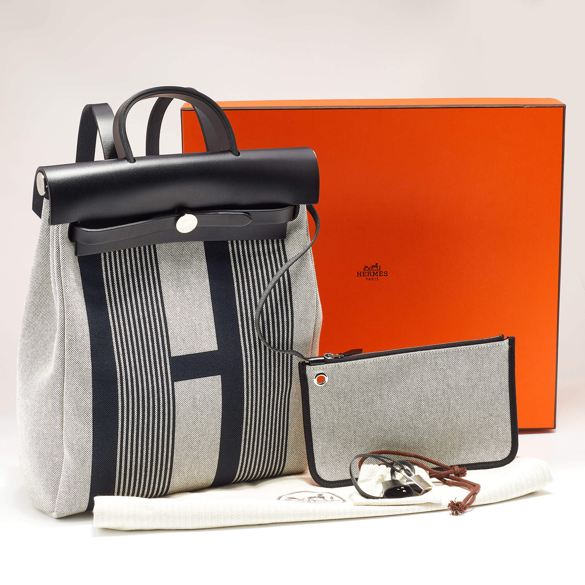 Hermès Herbag Backpack Toile / Vache Hunter Ebene