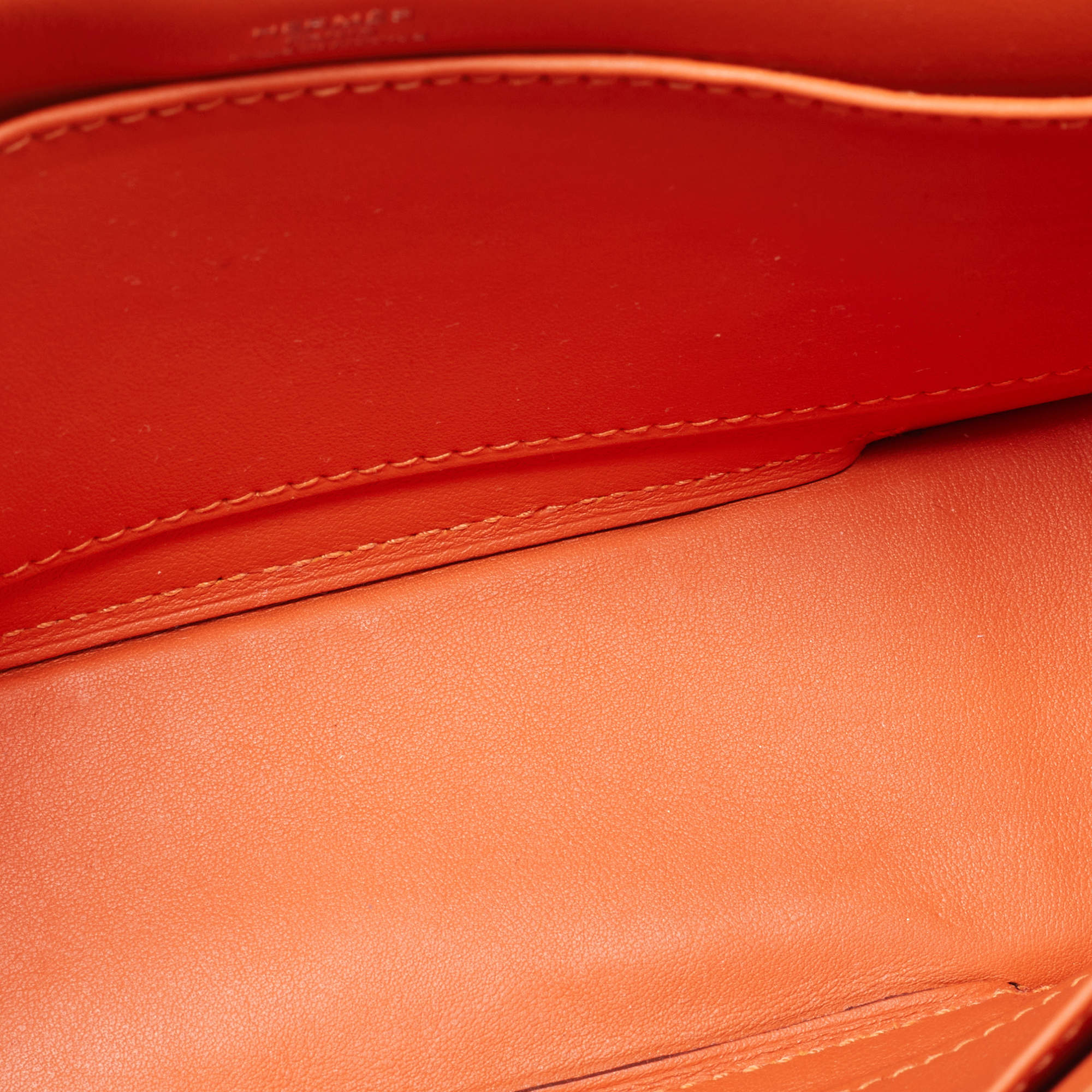 Pre-owned Hermes Hermès Orange Chèvre Mysore Leather Palladium Finish Geta  Sangle Bag