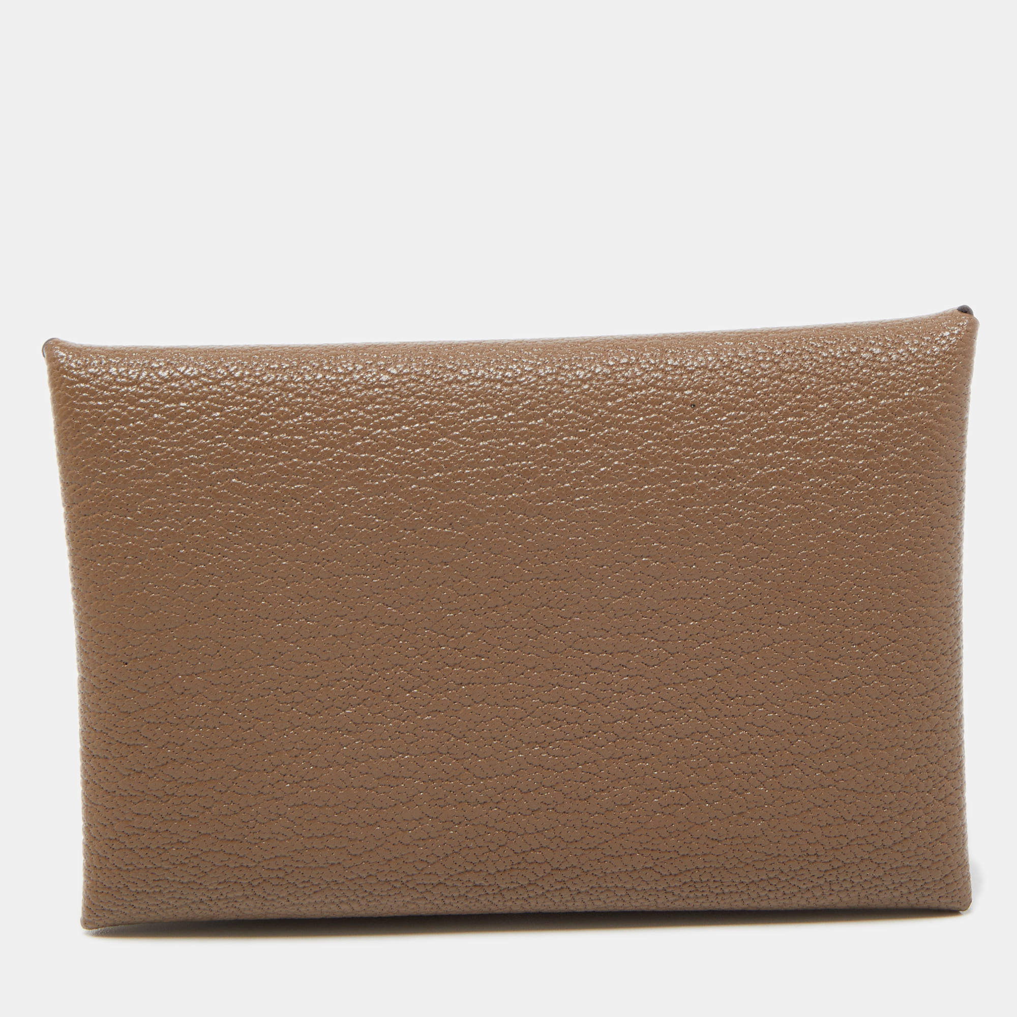 Hermes Cyclamen Chevre Mysore Leather Calvi Card Holder Hermes