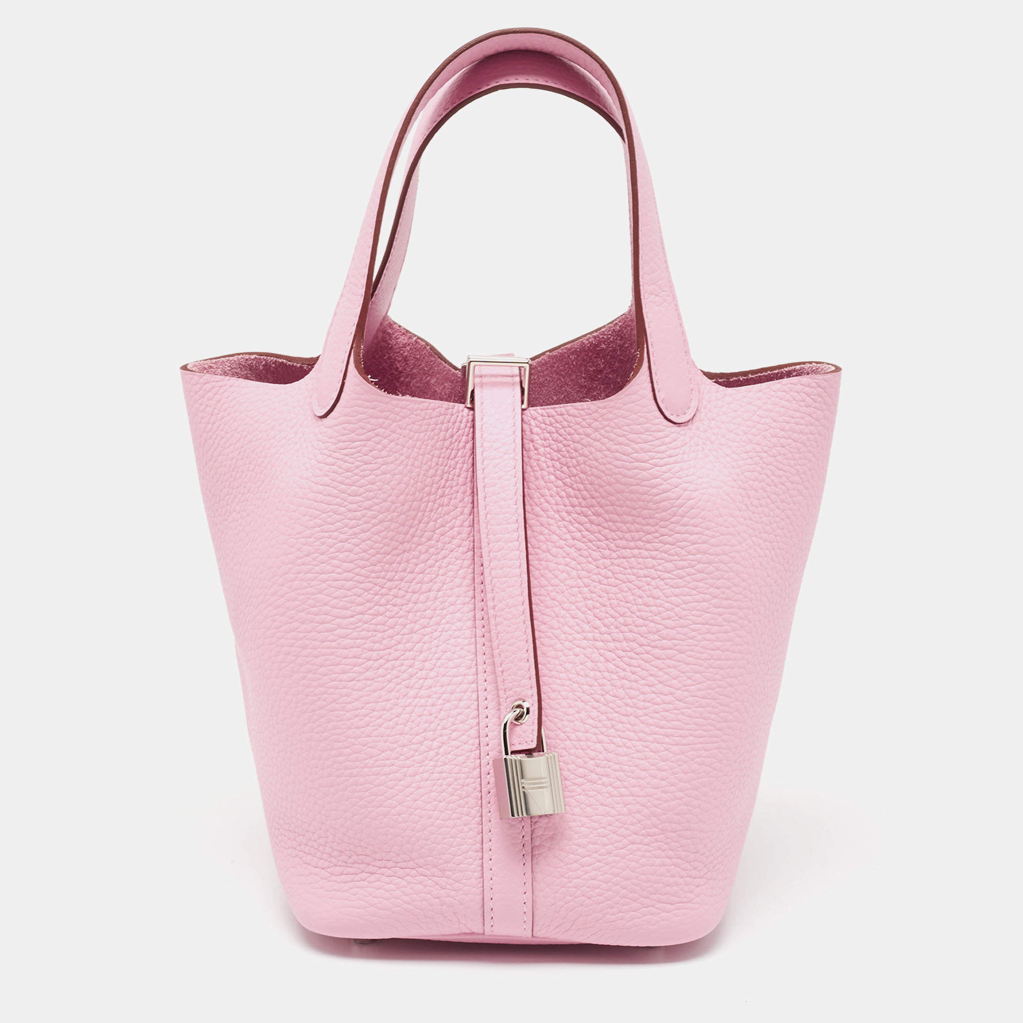 Hermes Mauve Sylvestre Taurillon Clemence Leather Picotin Lock 18 Bag