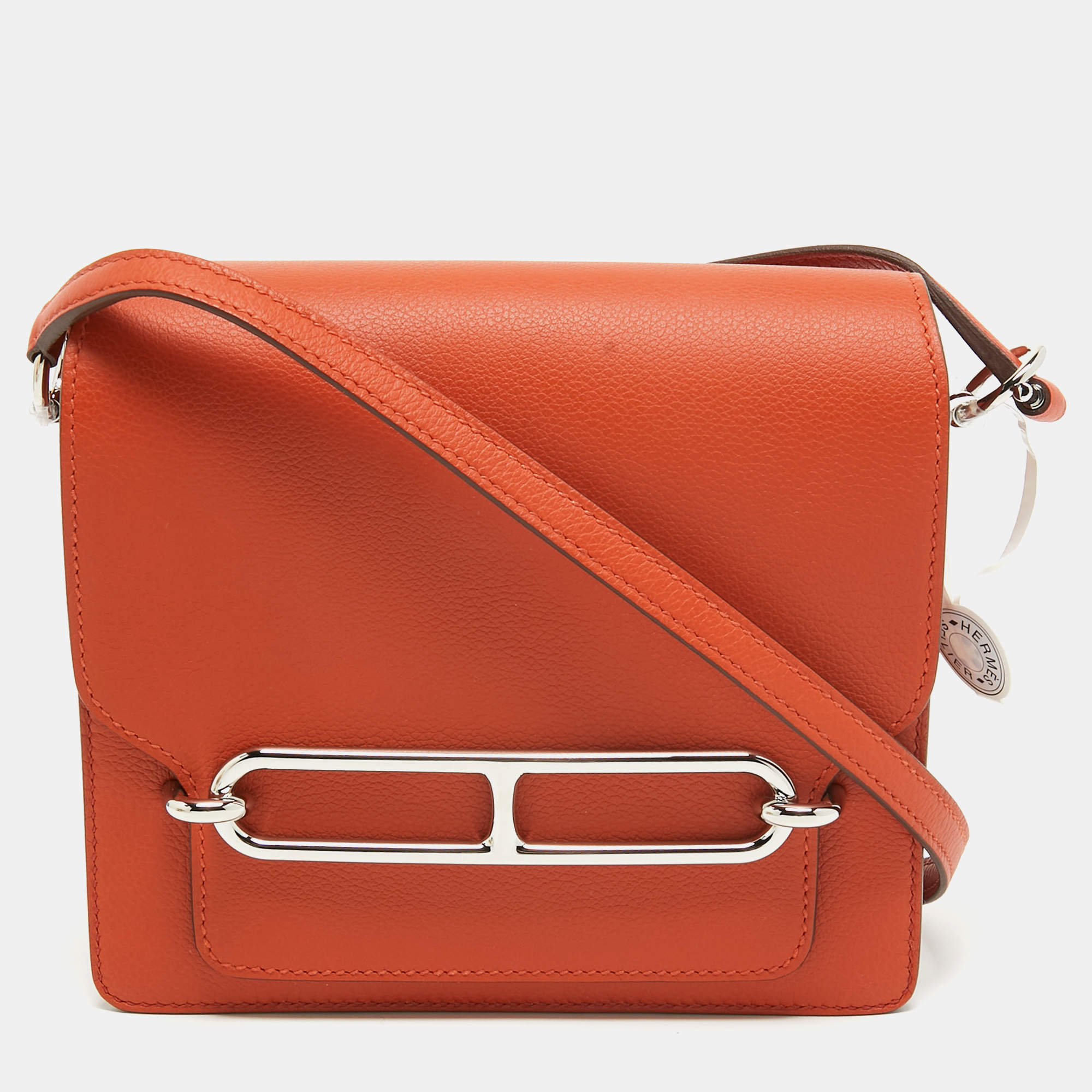 Pre Owned Hermès Capucine/Terre Battue Evercolor Leather Roulis Mini Bag