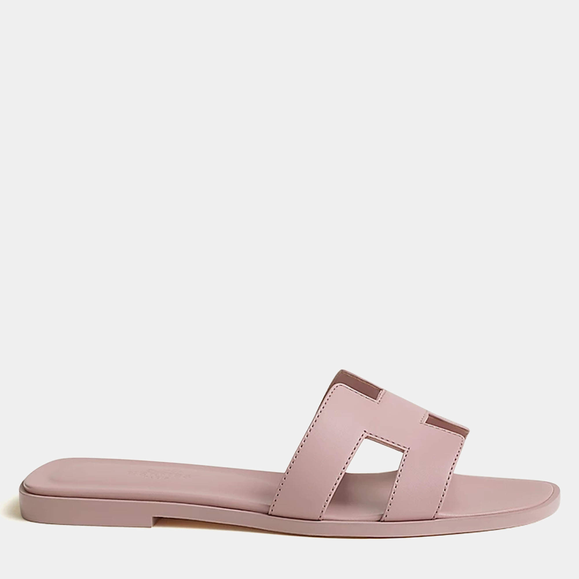 Hermes Rose Cancan Calfskin Oran Sandals Size 38