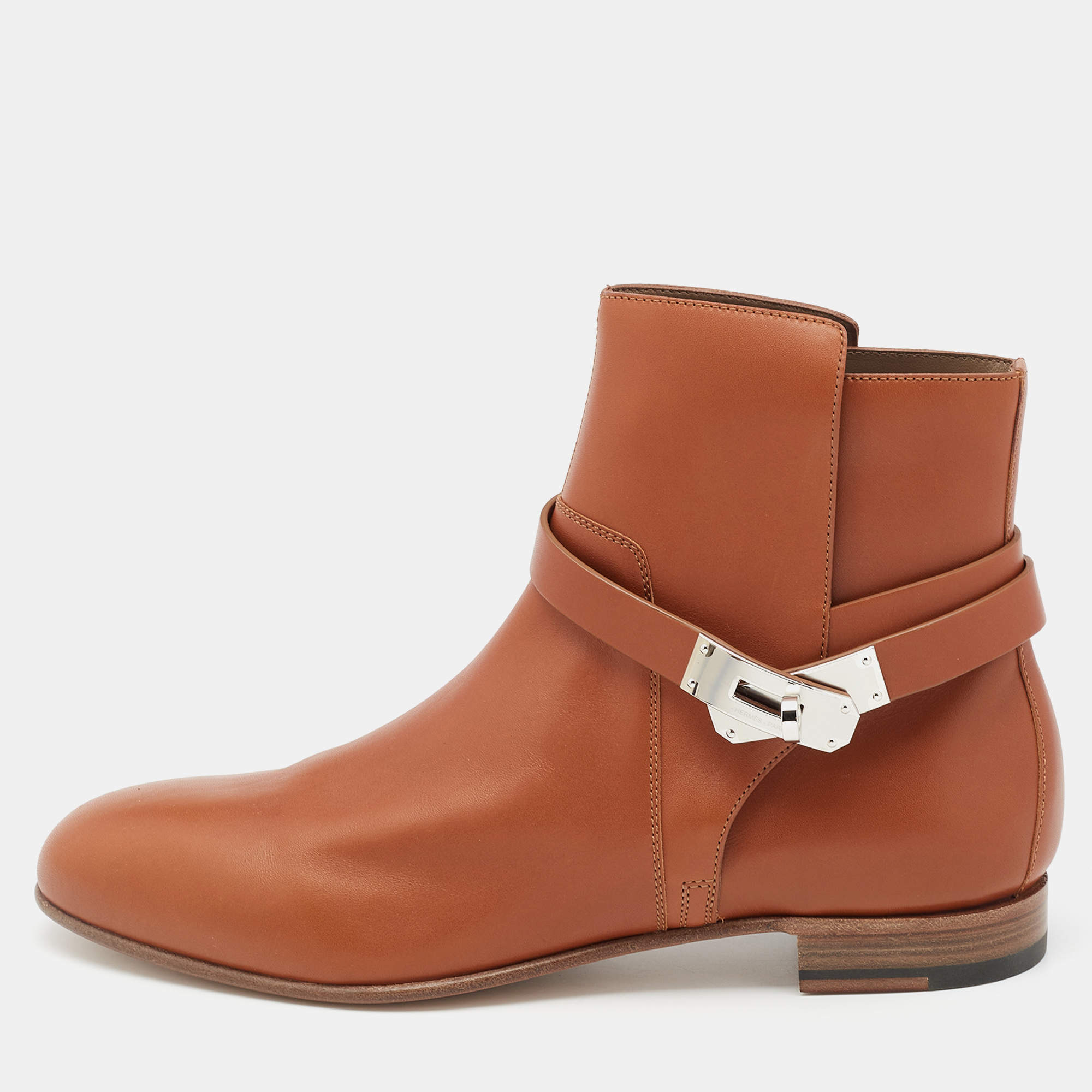 Hermès Brown Leather Neo Ankle Boots Size 41