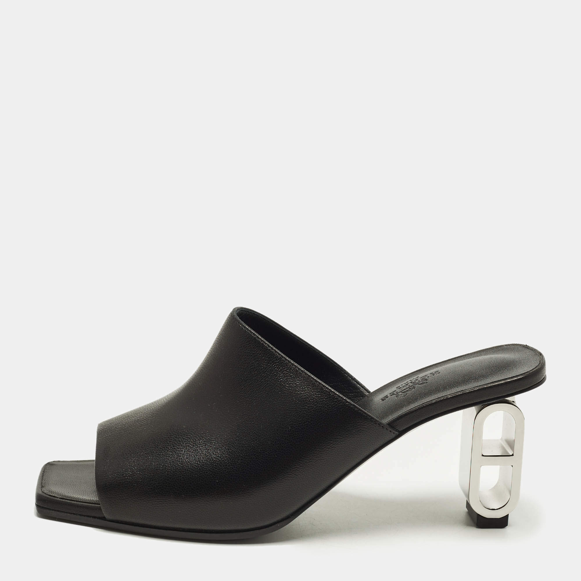 Pre Owned صندل هيرميس سلايد أيكونيك جلد أسود مقاس 39