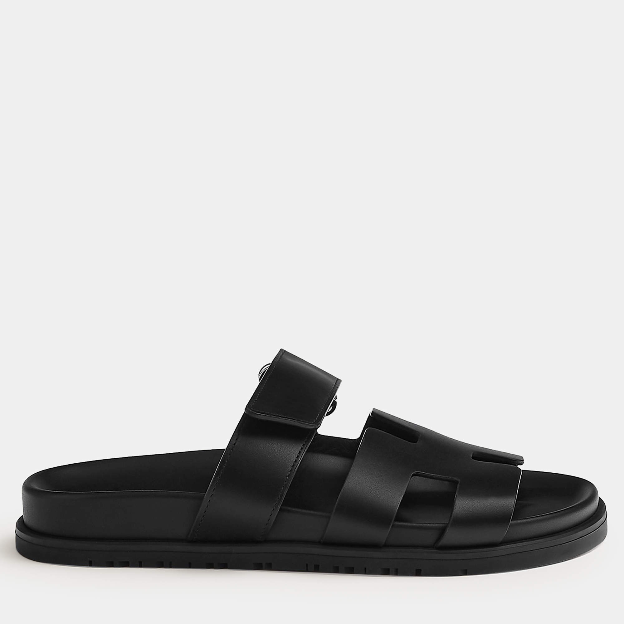Hermes Black Rubber Chypre sandal 36