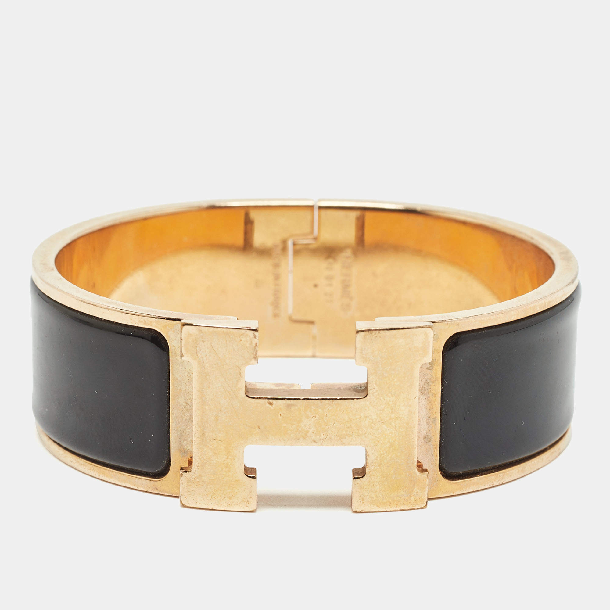 Hermes Clic Clac H Enamel Gold Plated Bracelet