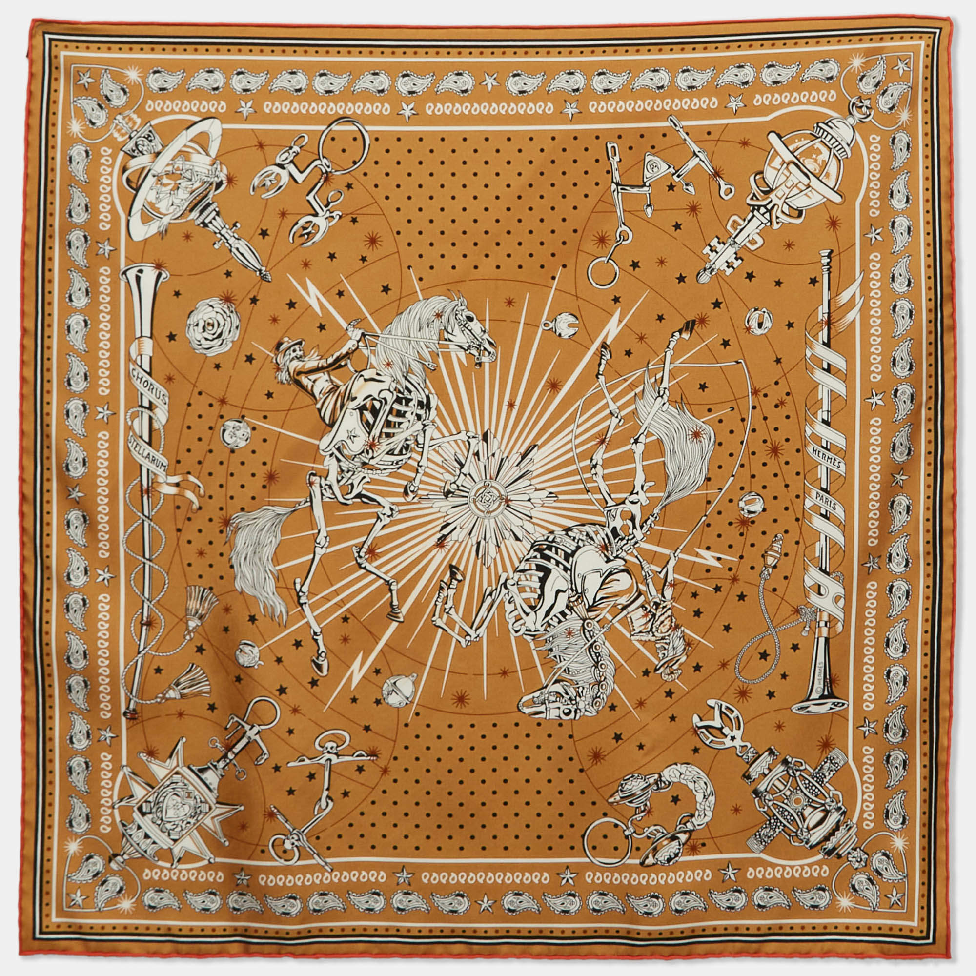 Pre Owned Hermès Beige Silk Twill Chorus Stellarum Bandana 