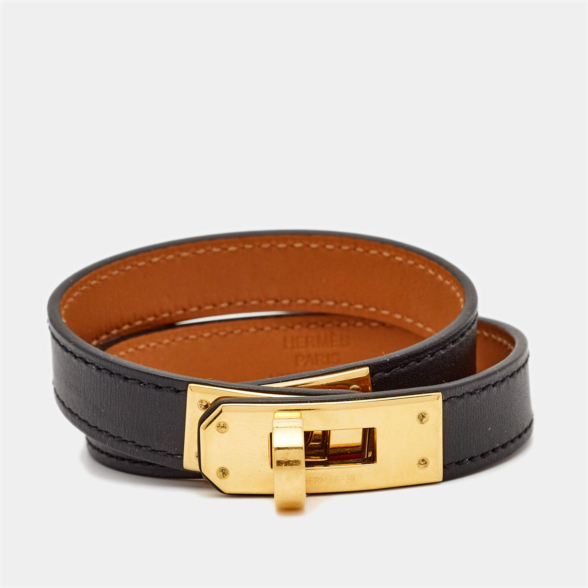 Hermes Kelly Leather Gold Plated Bracelet