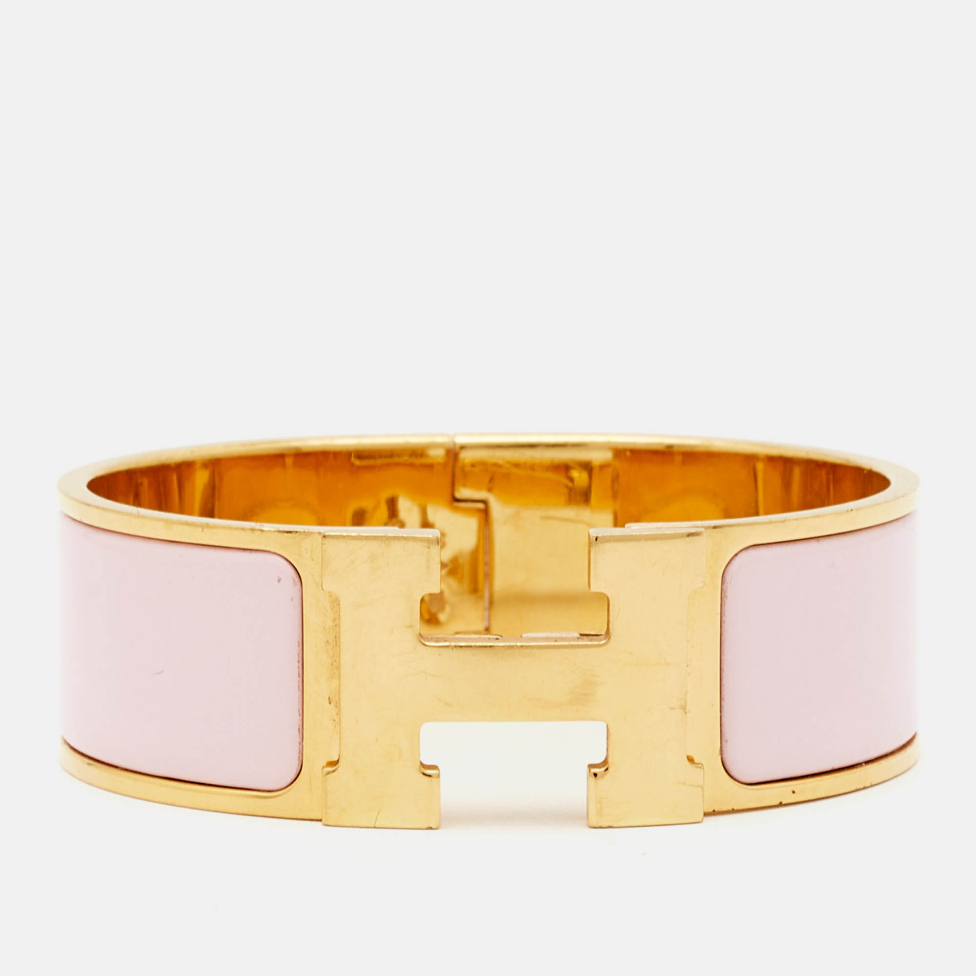 Hermès Clic Clac H Enamel Gold Plated Bracelet 