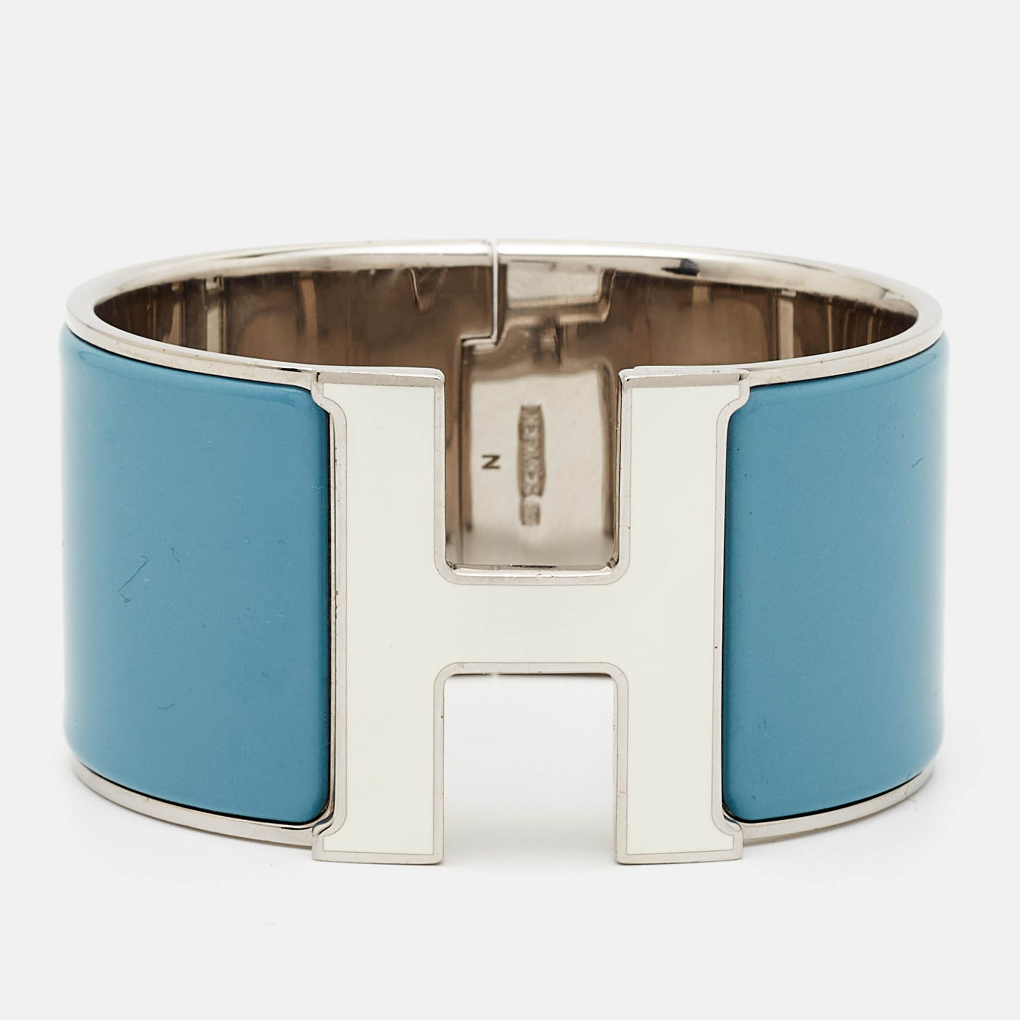 Hermès  Clic Clac H  Enamel Palladium Plated Extra Wide Bracelet