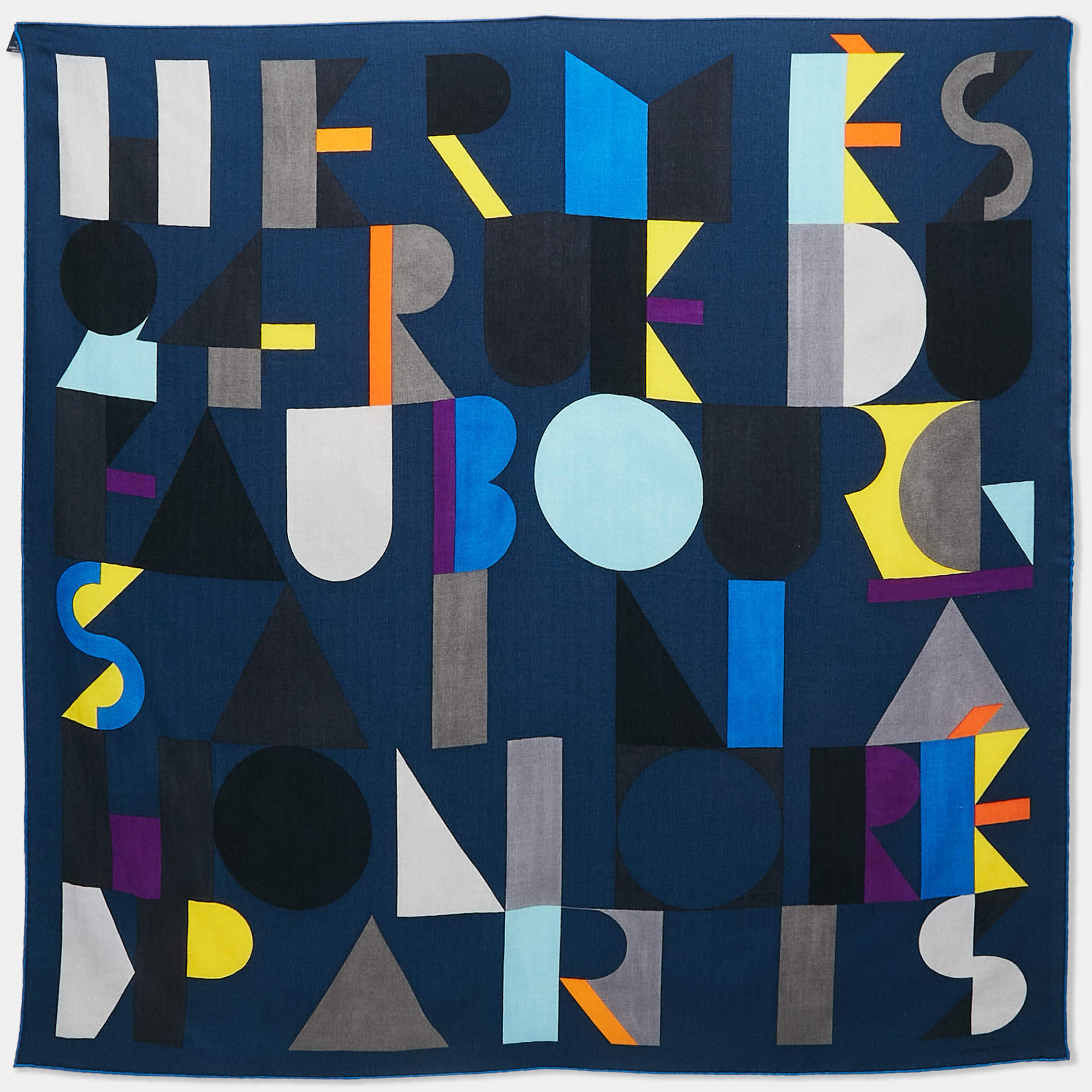 Hermès Blue Printed Cashmere Blend Jeu d'Adresse Scarf