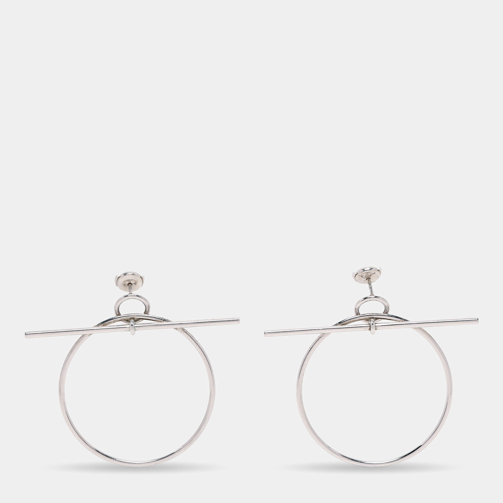 مملوكة مسبقًا Hermes Loop Sterling Silver Medium Model Earrings
