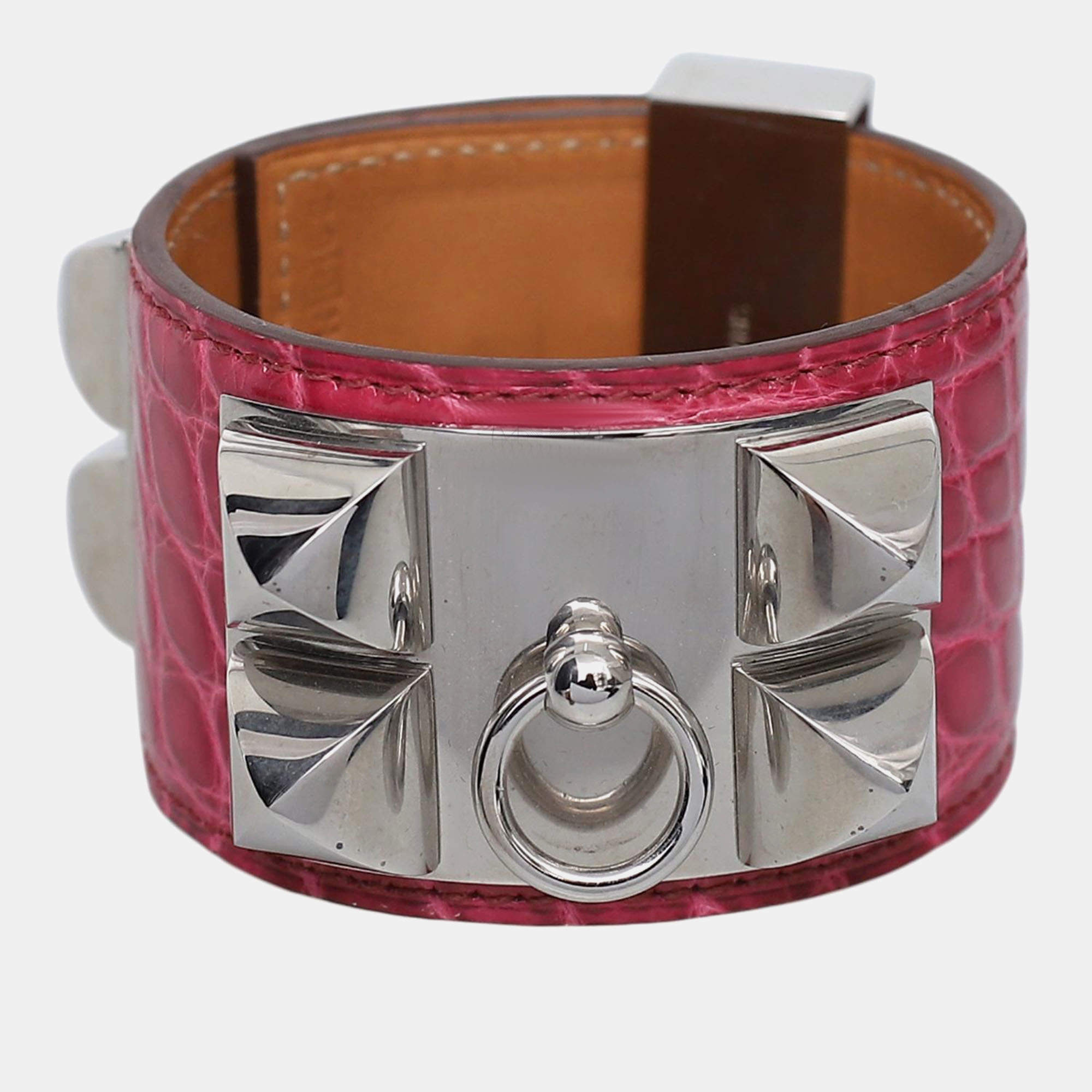 Pre Owned Hermes Croco Collier De Chien Bracelet