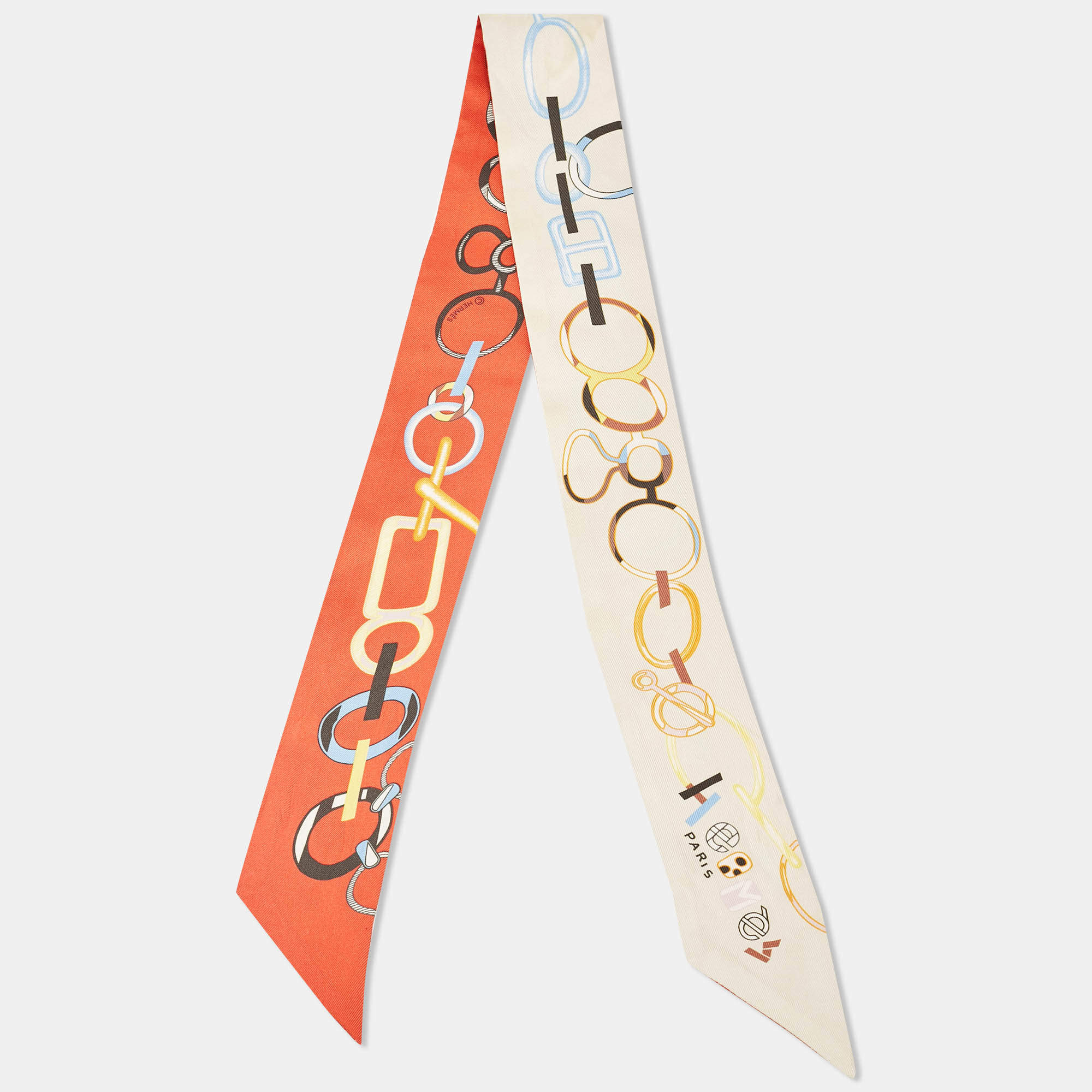 Pre Owned Hermes Orange Silk Do Re Boucles Twilly