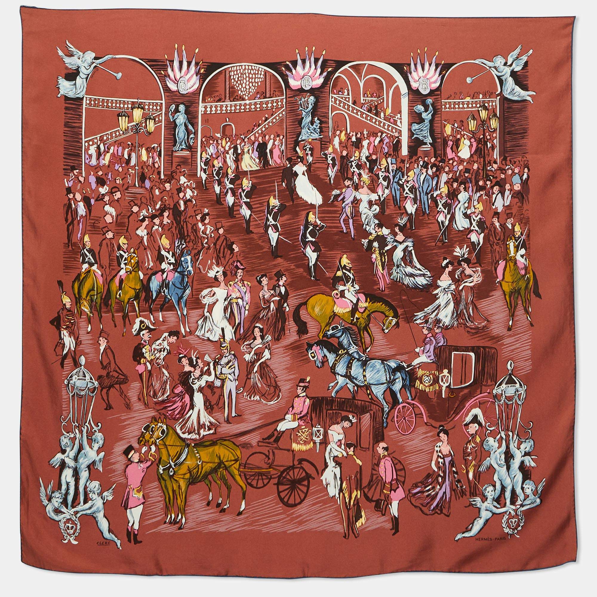 Hermes Multicolor Soiree De Gala Printed Silk Scarf