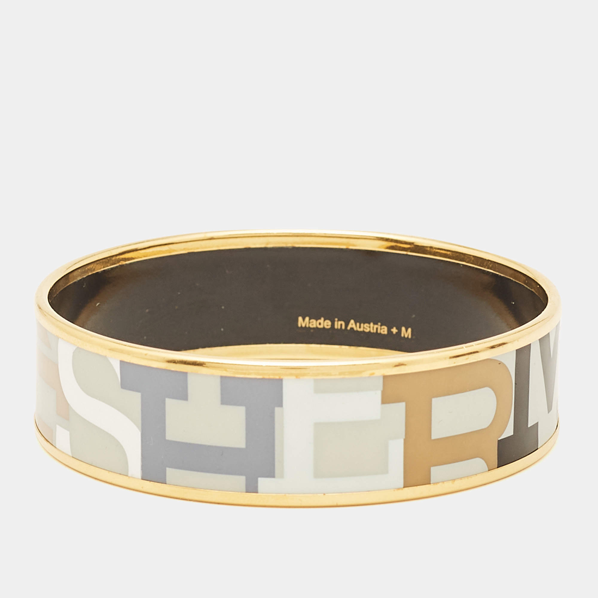 Hermès Multicolor Enamel Gold Plated Wide Bracelet