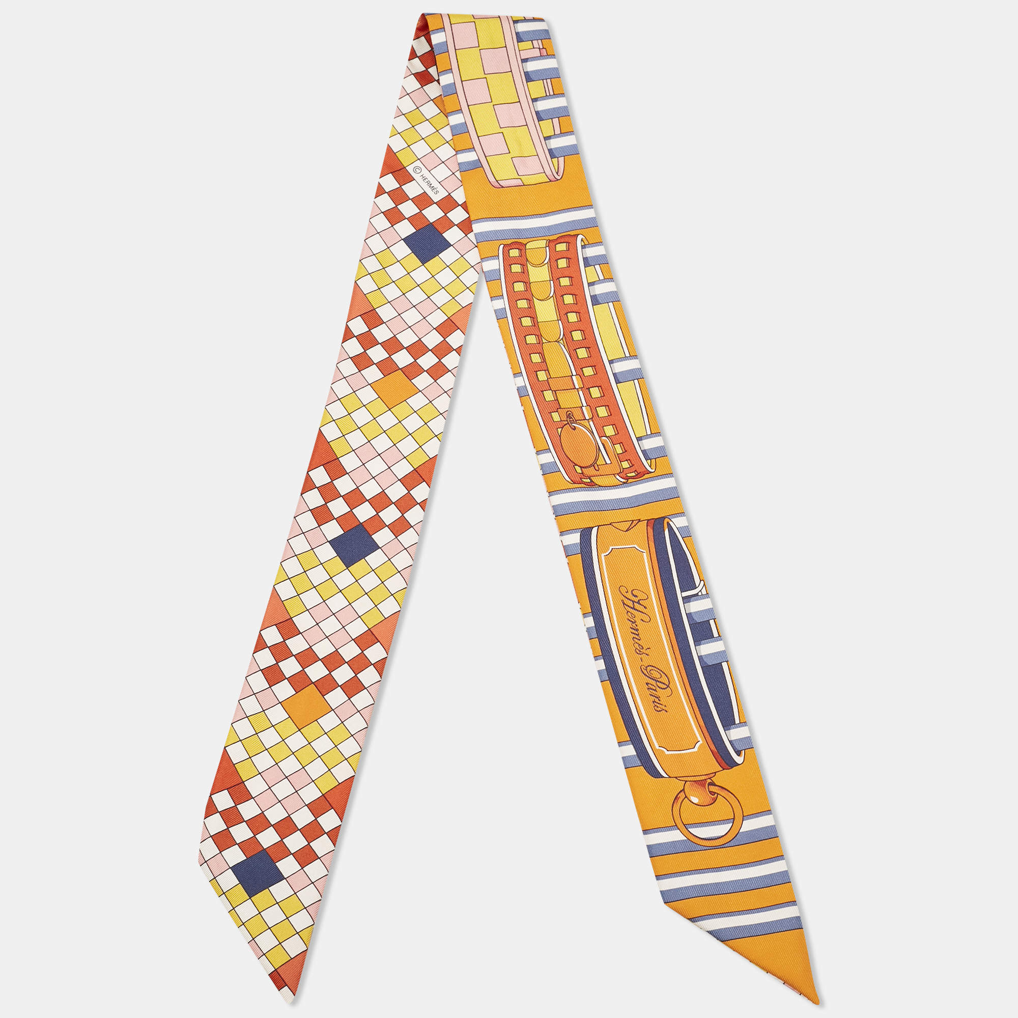 Pre Owned Hermes Multicolor Print Silk Colliers De Chiens Remix Twilly