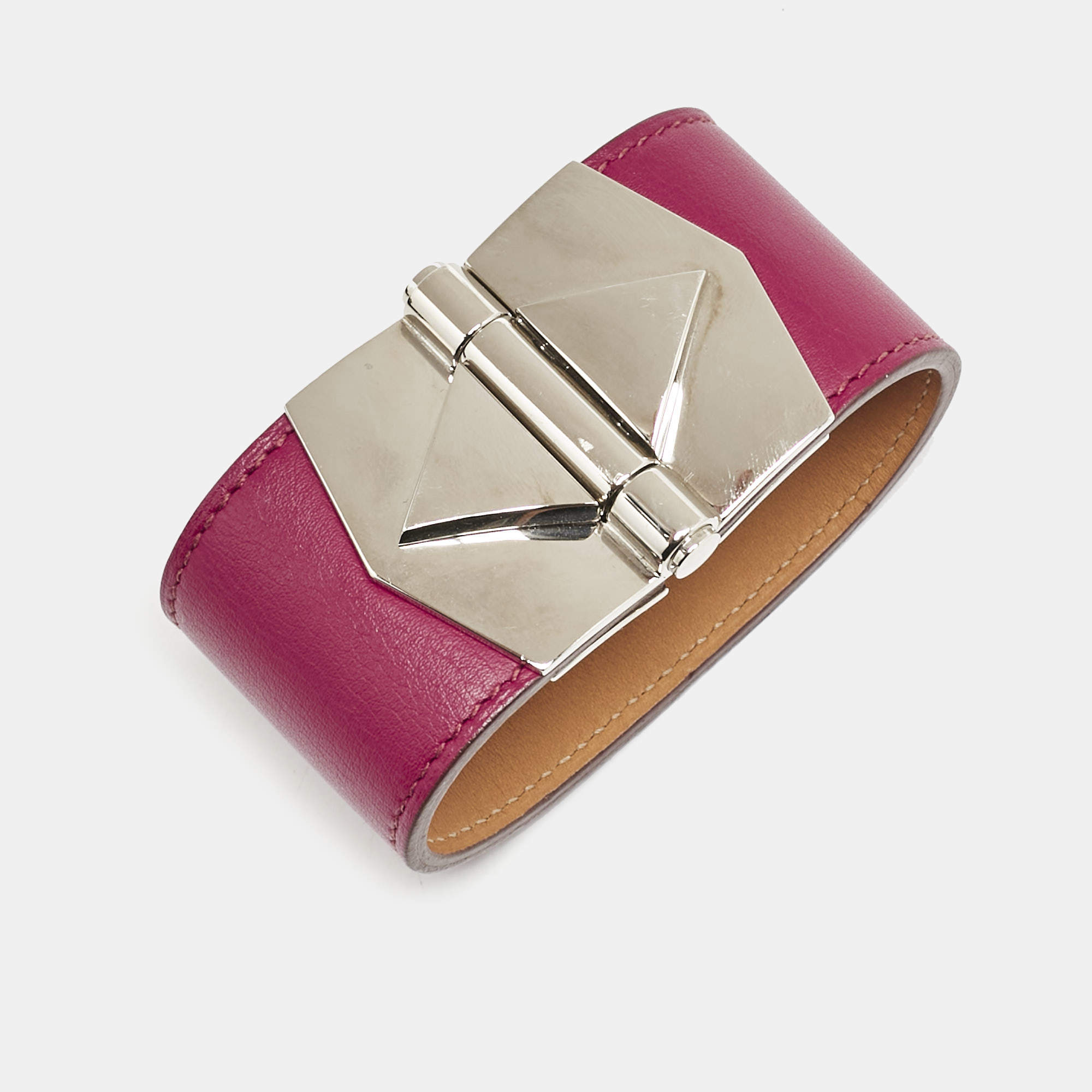 Hermès Bérénice Cuir Leather Palladium Plated Bracelet