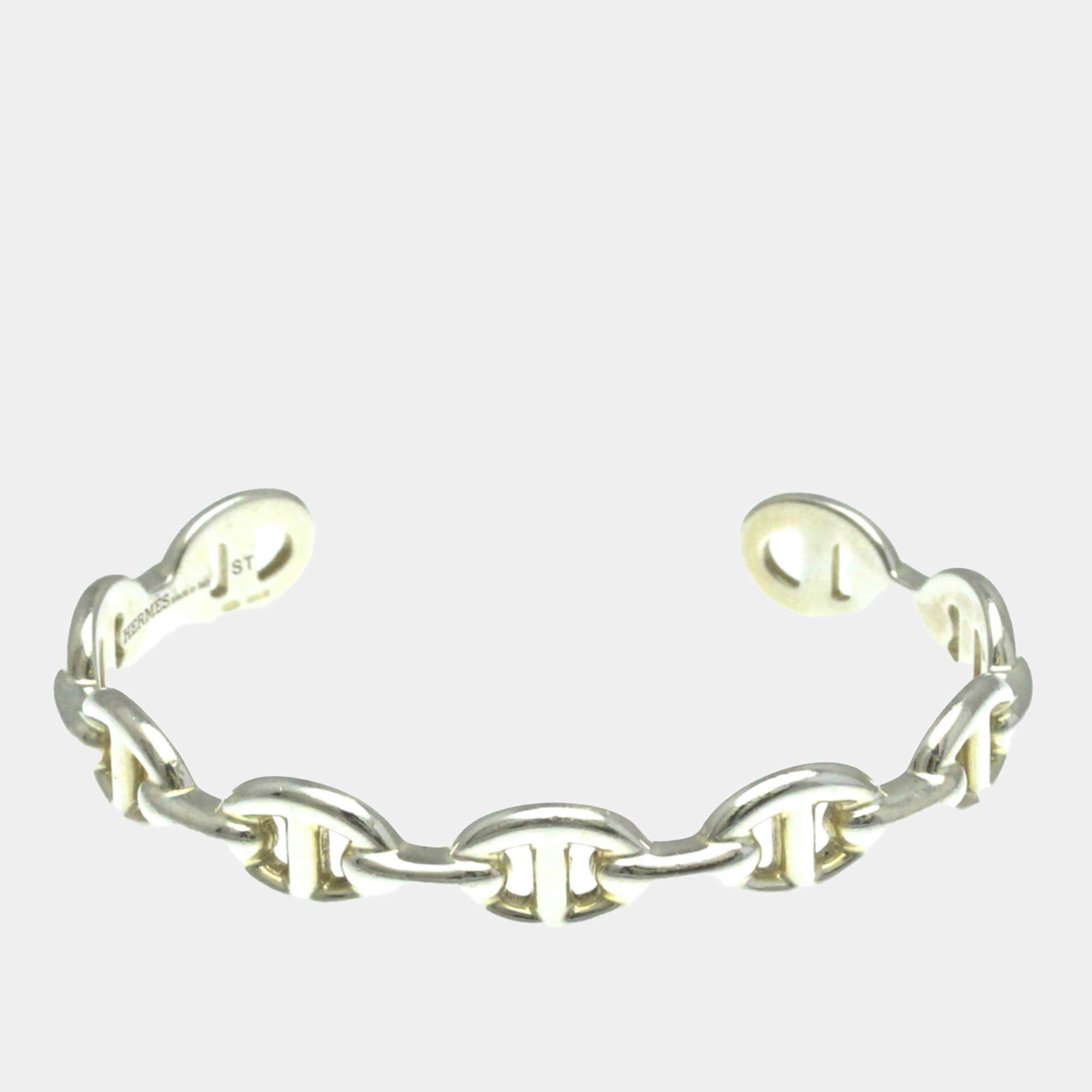 Hermes Silver Chaine D'ancre Bangle Bracelet